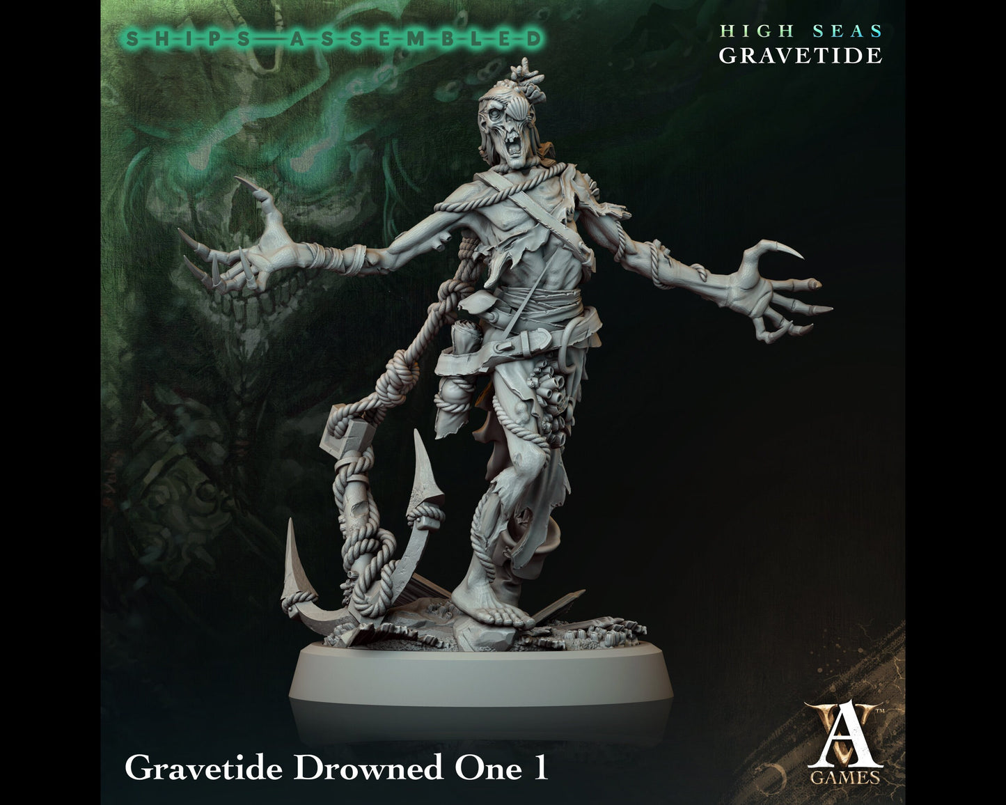 Drowned One 1 - High Seas: Gravetide- Highly Detailed Resin 8k 3D Printed Miniature