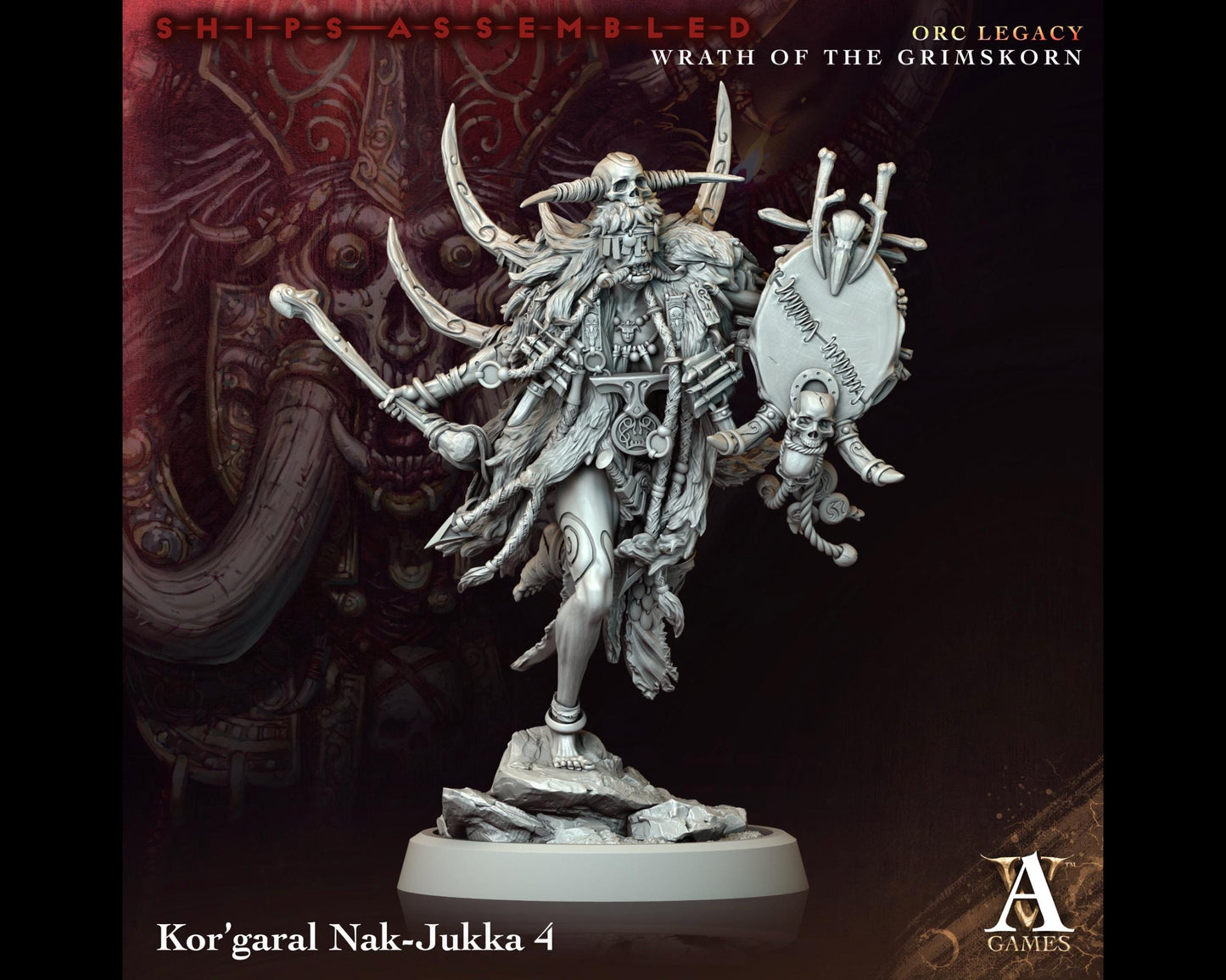 Kor'garal Nak-Jukka 4 - Wrath of the Grimskorn - Highly Detailed Resin 8k 3D Printed Miniature
