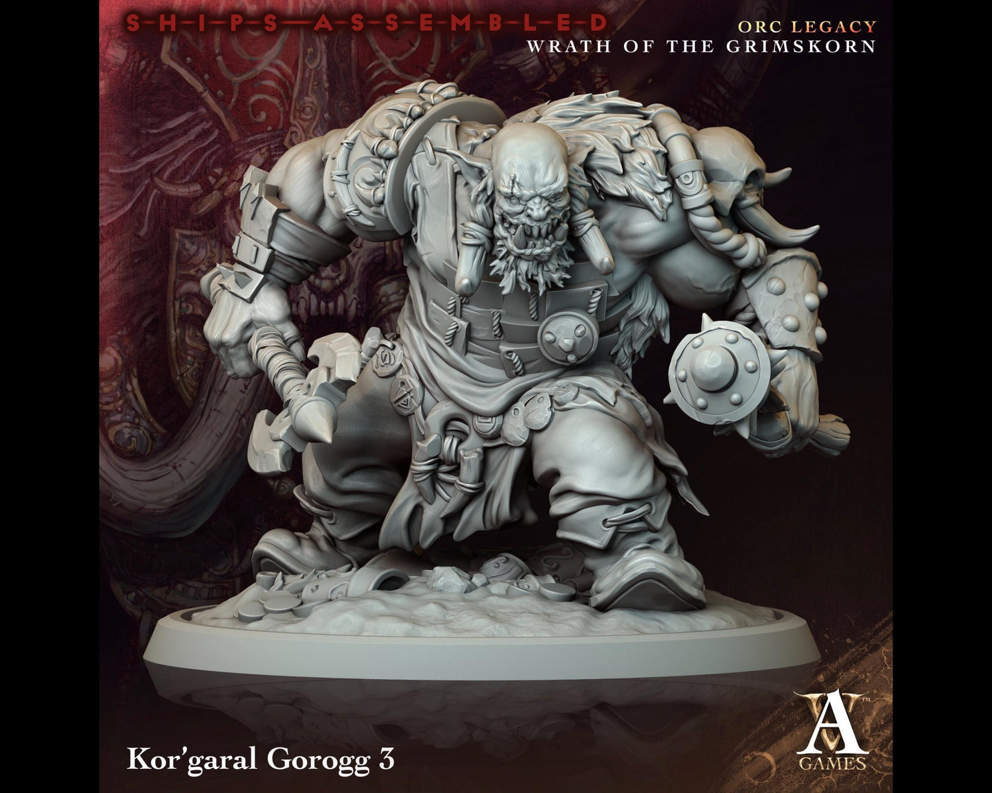 Kor'Garal Gorogg 3 - Wrath of the Grimskorn - Highly Detailed Resin 8k 3D Printed Miniature