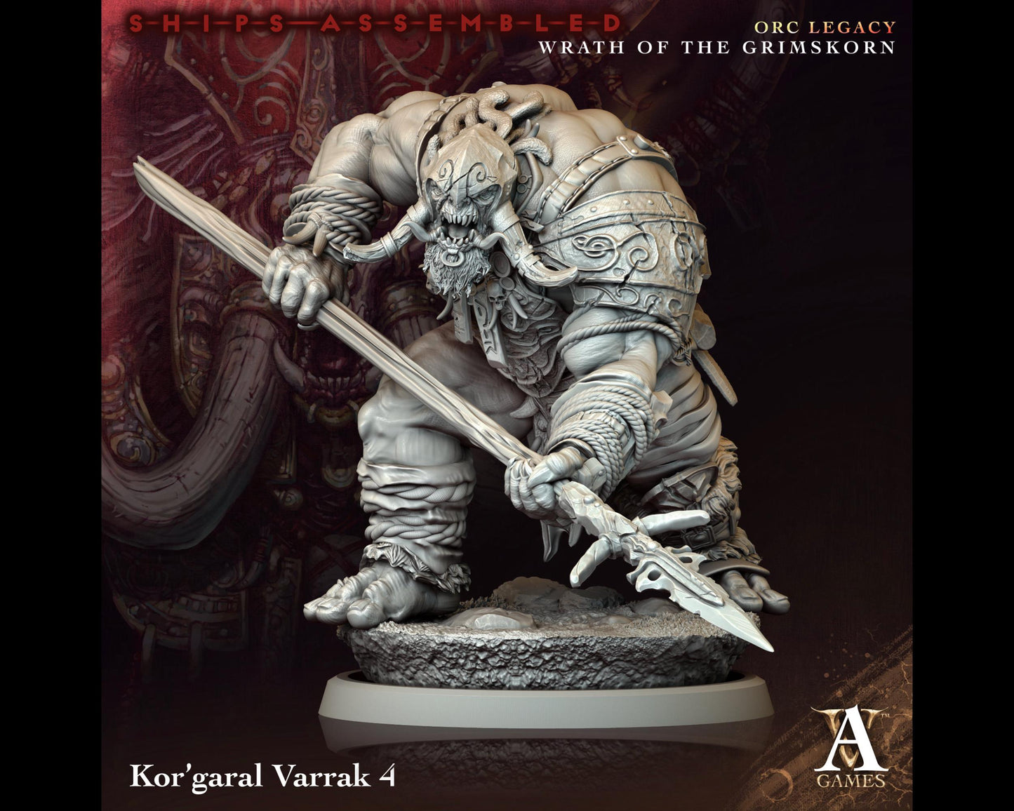 Kor'garal Varrak 4 - Wrath of the Grimskorn - Highly Detailed Resin 8k 3D Printed Miniature
