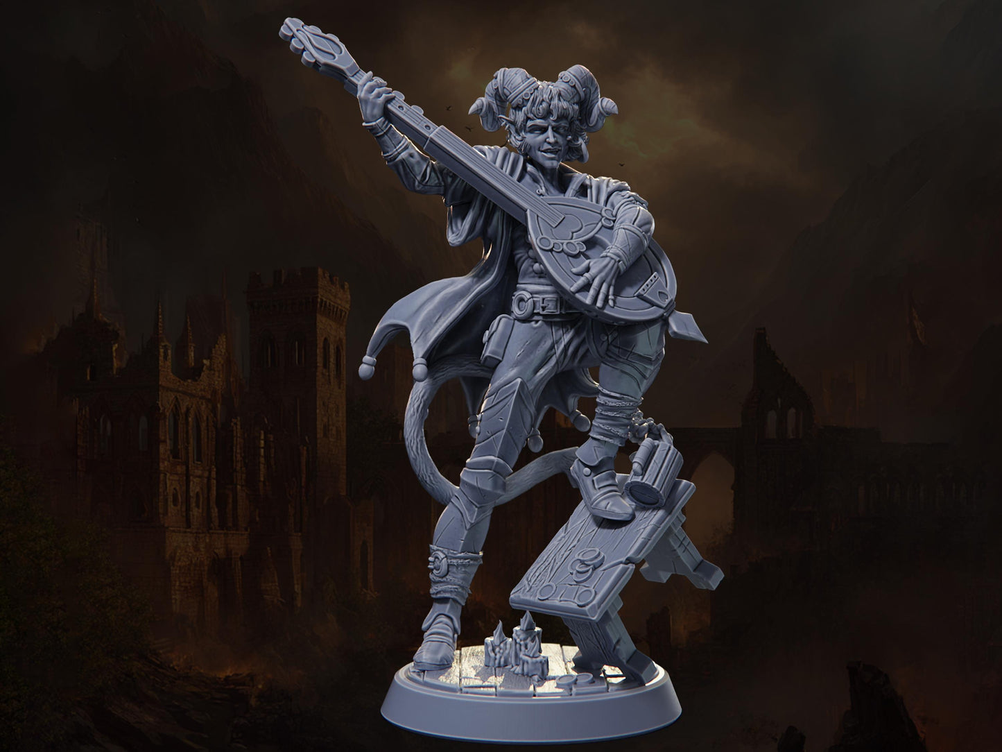 Arkathos, The Bohemian - Tiefling Bard - Riders of Ruin - Highly Detailed Resin 8k 3D Printed Miniature