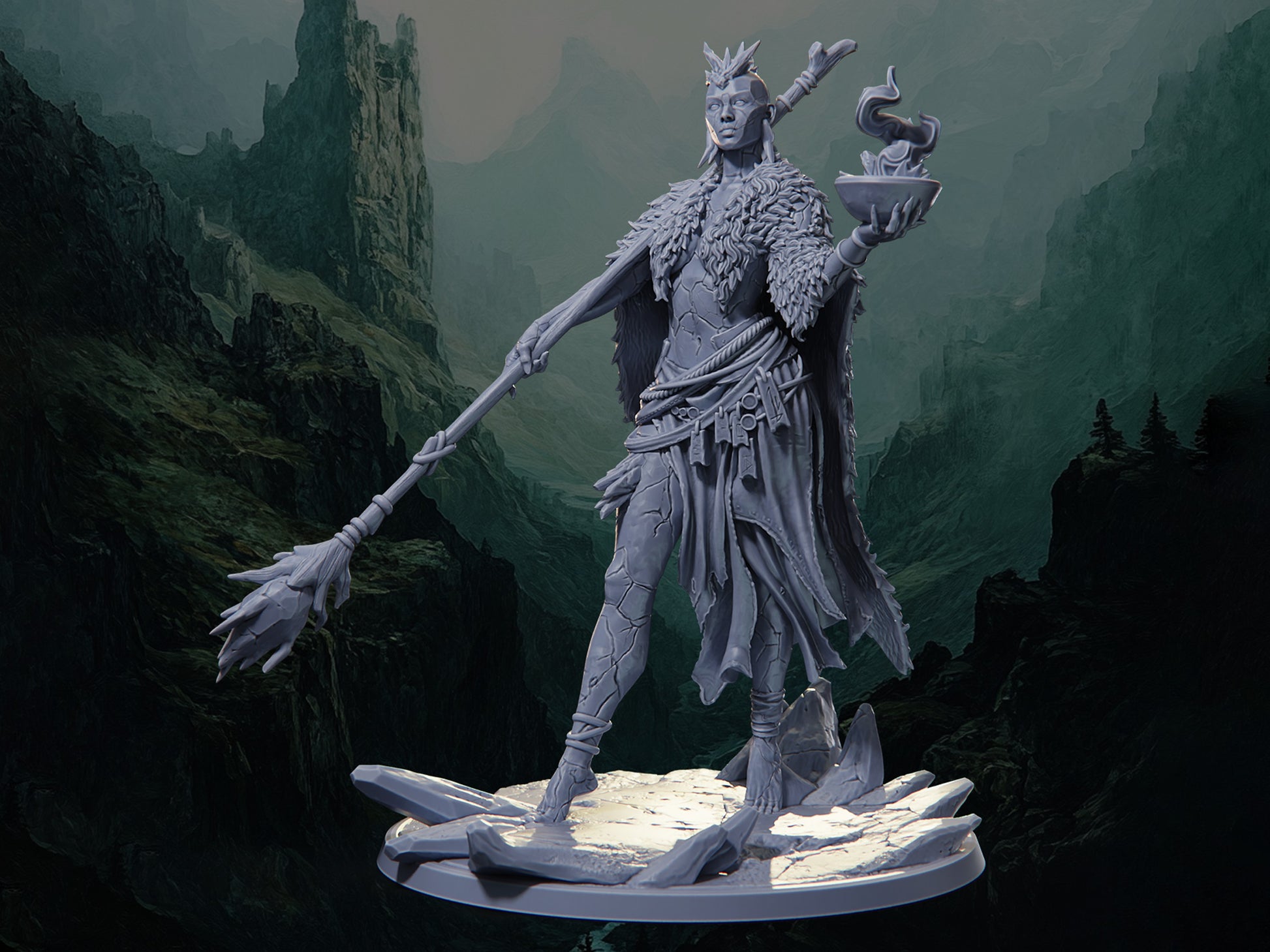 Stone Giant Shaman - The Blackspire Peak - Highly Detailed Resin 8k 3D Printed Miniature