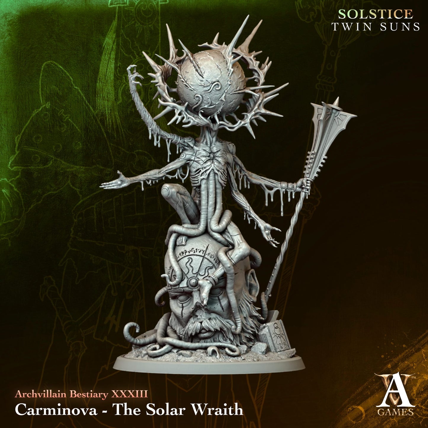 Carminova - The Solar Wraith - Twin Suns - Highly Detailed Resin 8k 3D Printed Miniature