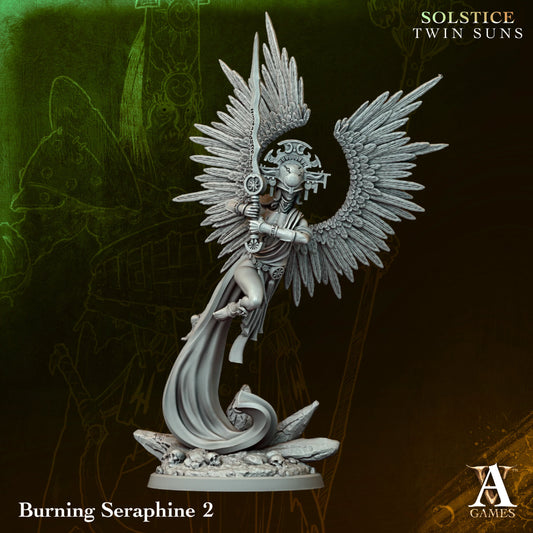 Burning Seraphine 02 - Twin Suns - Highly Detailed Resin 8k 3D Printed Miniature