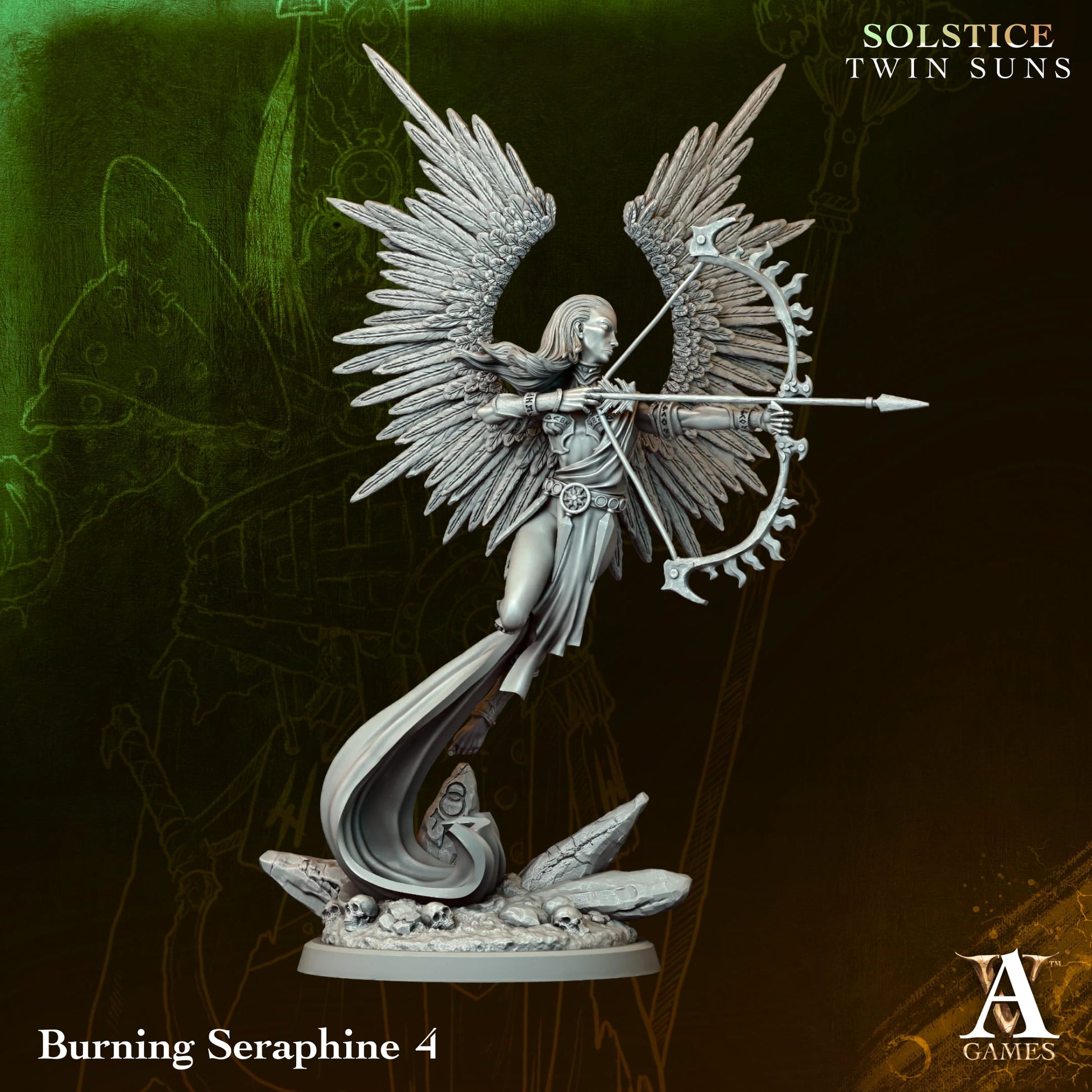 Burning Seraphine 04 - Twin Suns - Highly Detailed Resin 8k 3D Printed Miniature