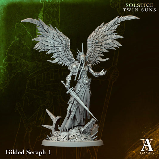 Gilded Seraph 01 - Twin Suns - Highly Detailed Resin 8k 3D Printed Miniature