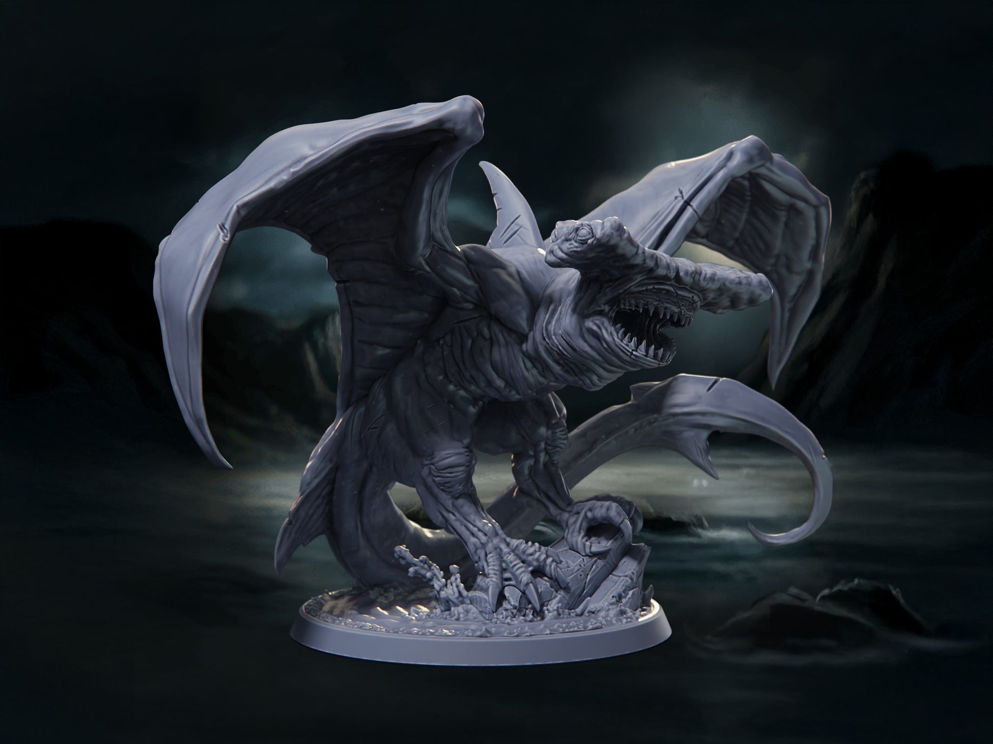 Shark Wyvern - The Azura Islands - Highly Detailed Resin 8k 3D Printed Miniature