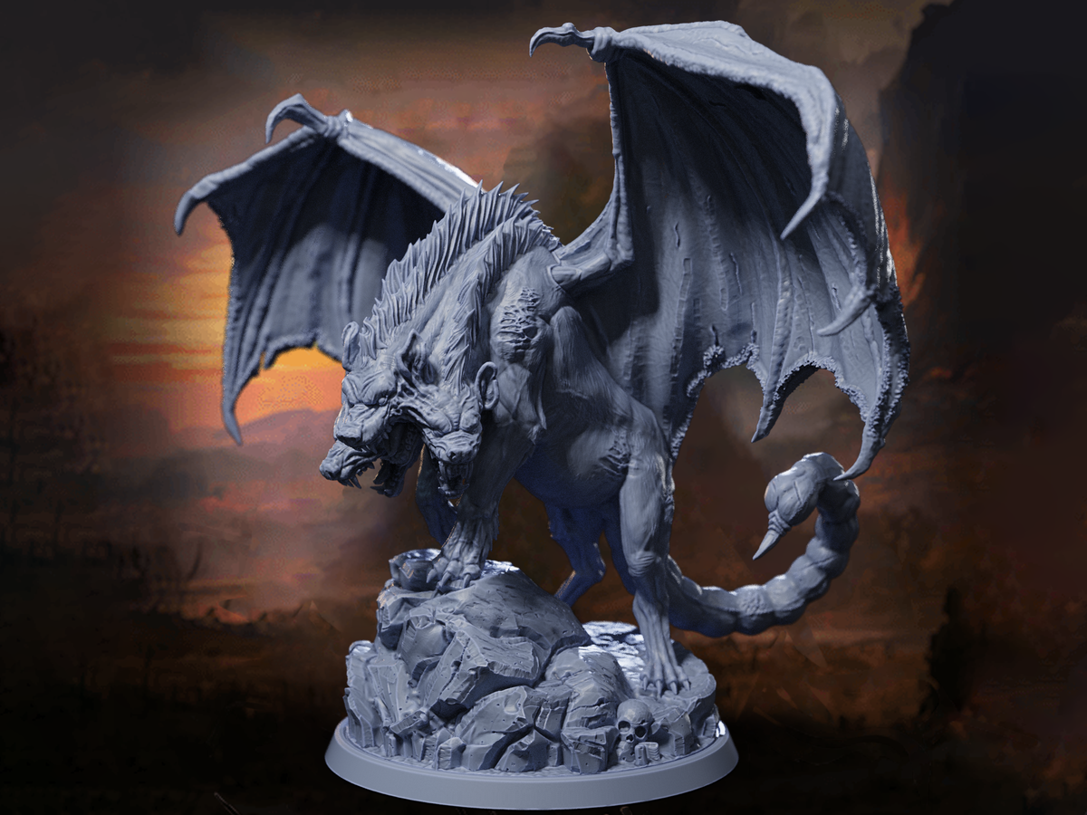 Wolf Chimera Beast Miniature | Worg-Chimera, Blood Upon The Ashlands | 32mm & 75mm Resin for DnD, Pathfinder