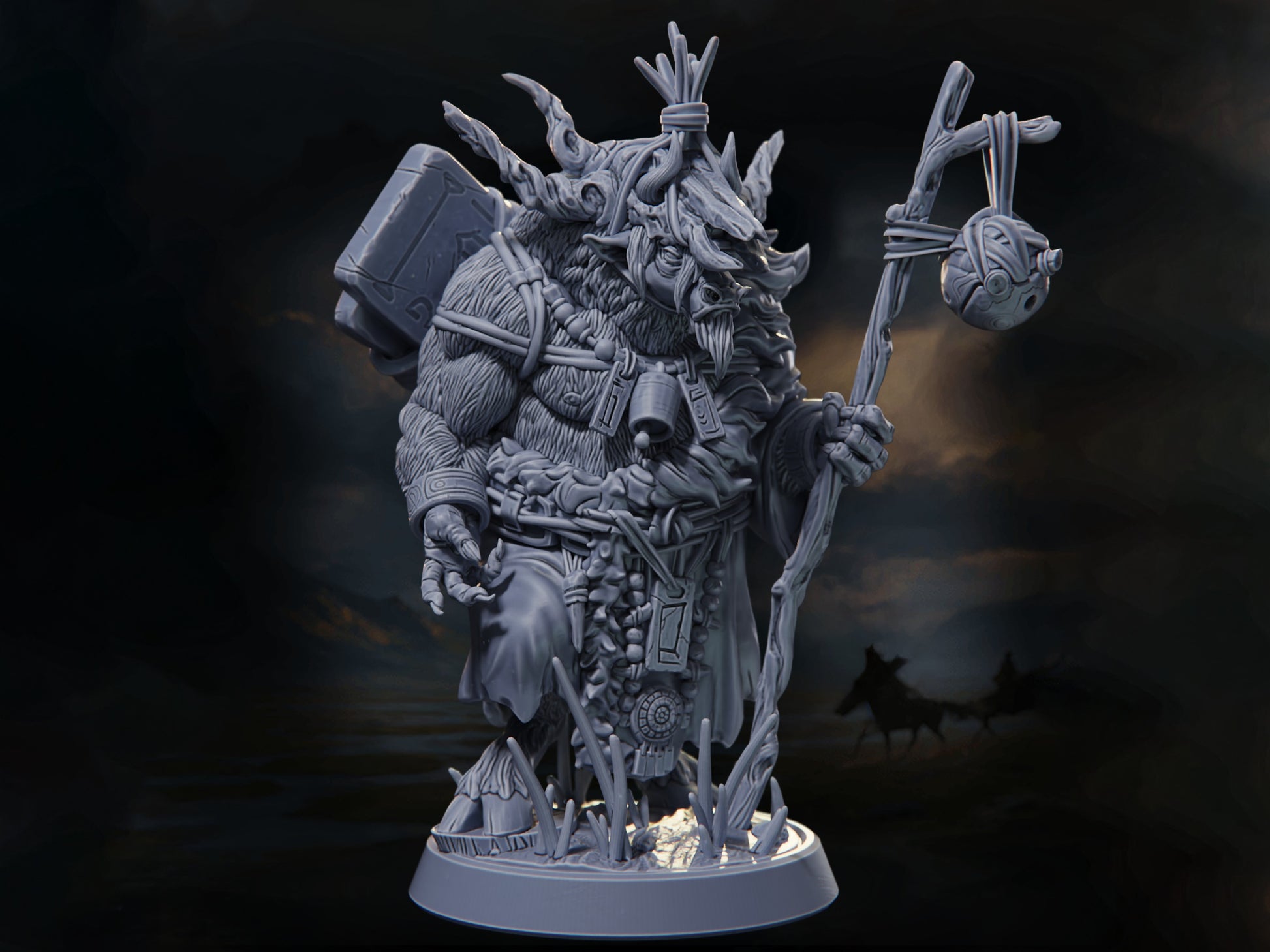 Yak-Folk Shaman - Warriors of the Steppes - Highly Detailed Resin 8k 3D Printed Miniature