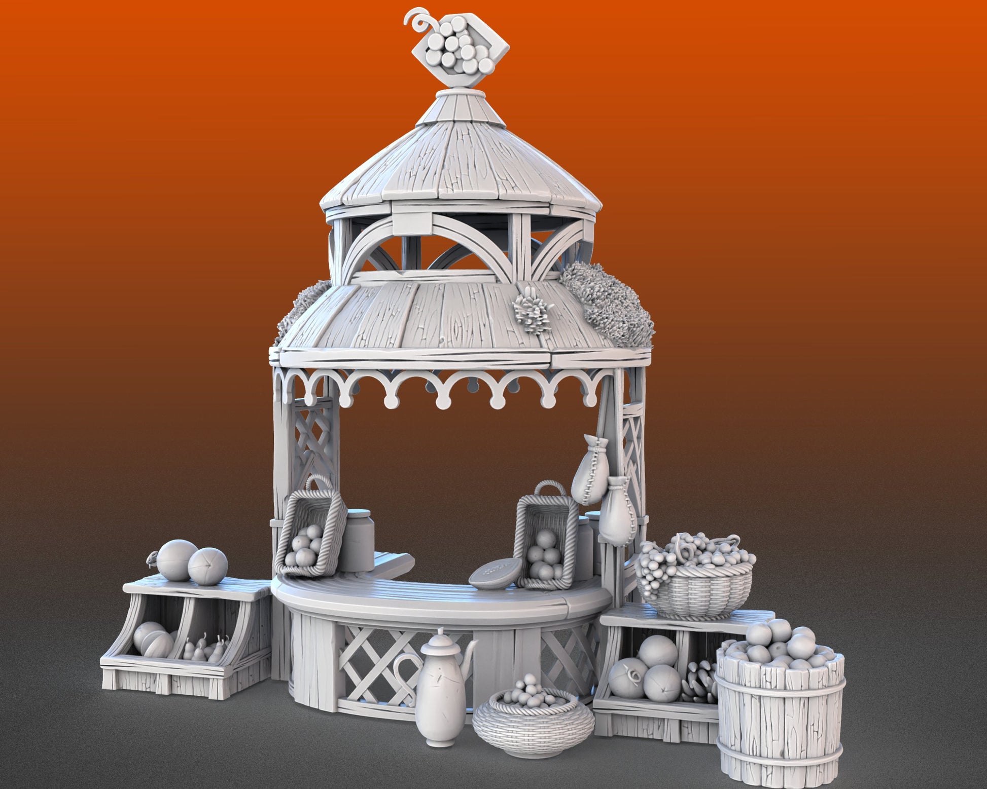 Food Vendors and Props - High Detail Resin 3D Printed Miniatures