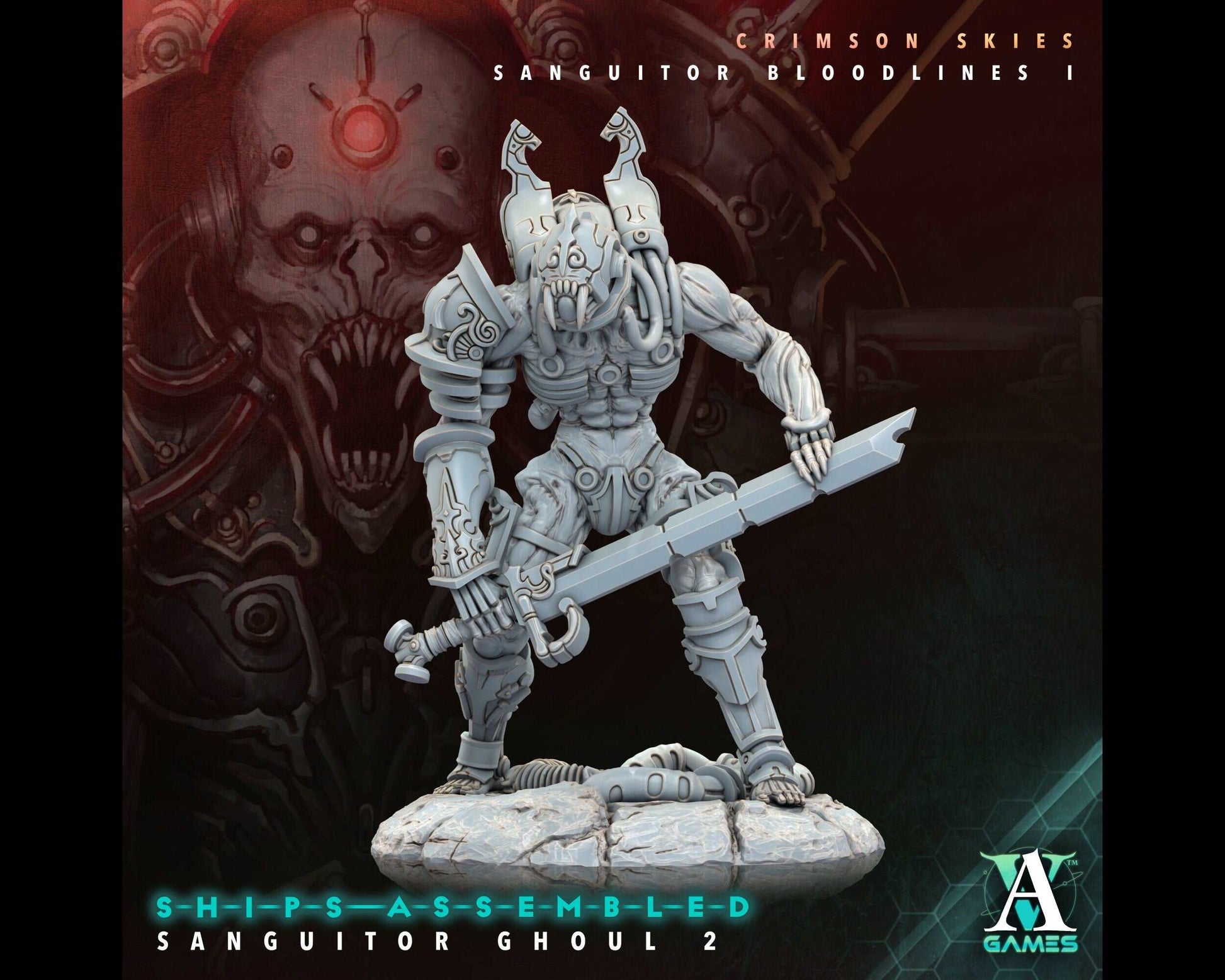 Sanguitor Ghoul 2 - Crimson Skies - Highly Detailed Resin 8k 3D Printed Miniature