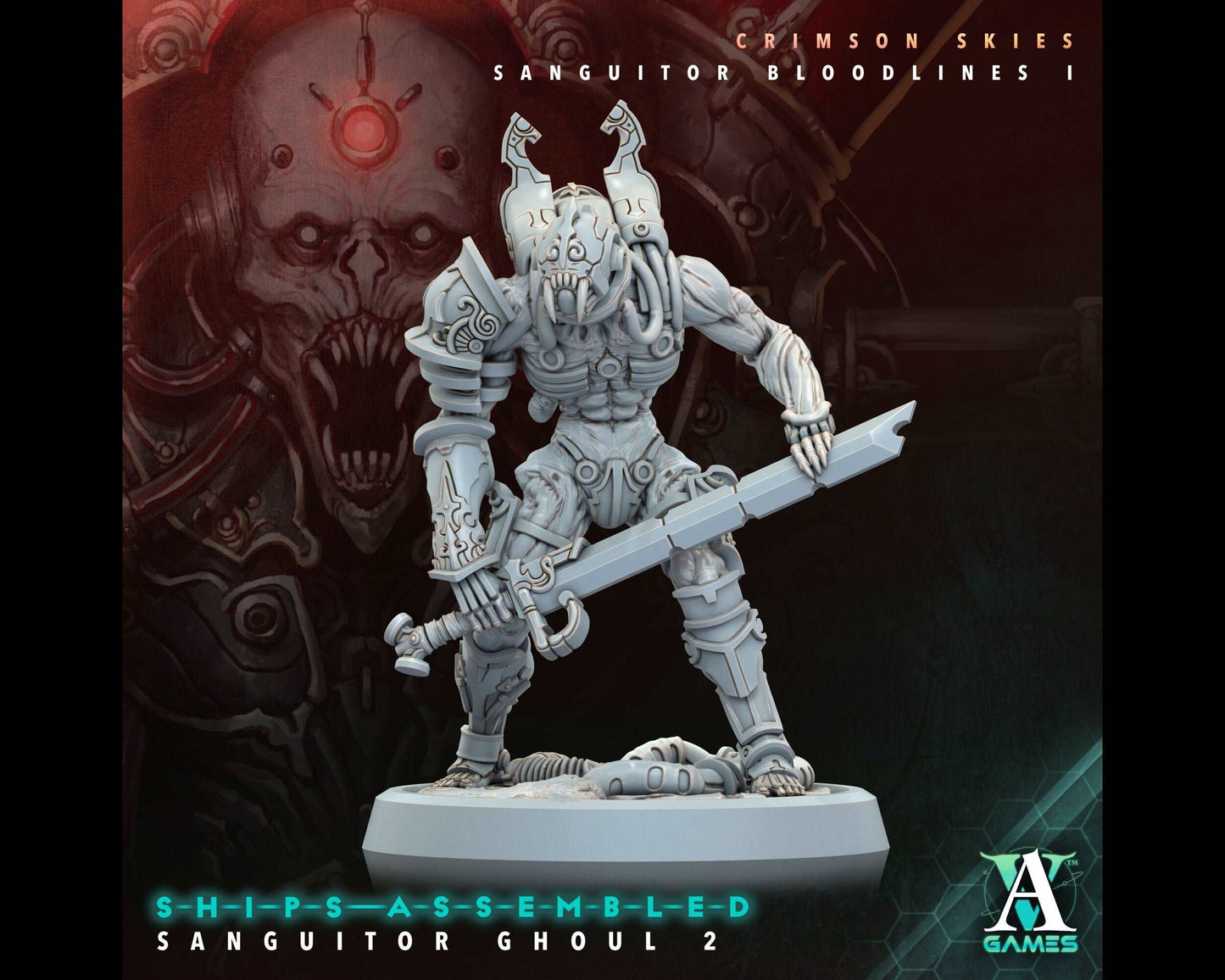 Sanguitor Ghoul 2 - Crimson Skies - Highly Detailed Resin 8k 3D Printed Miniature