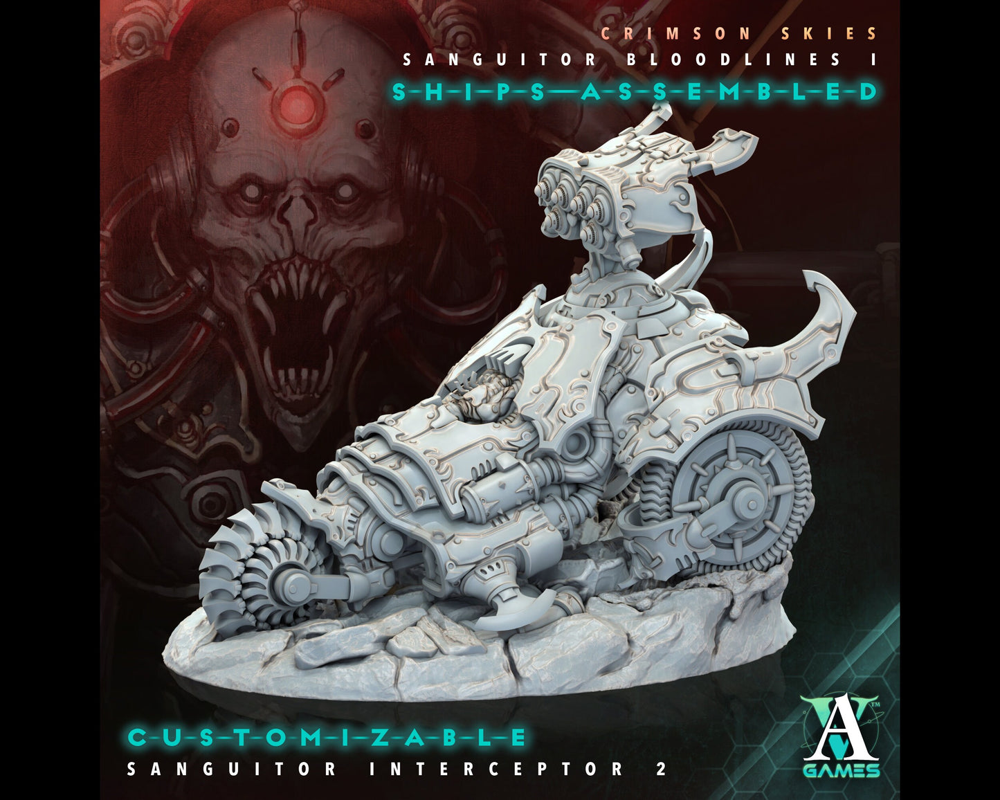 Customizable Sanguitor Interceptor - Crimson Skies - Highly Detailed Resin 8k 3D Printed Miniature