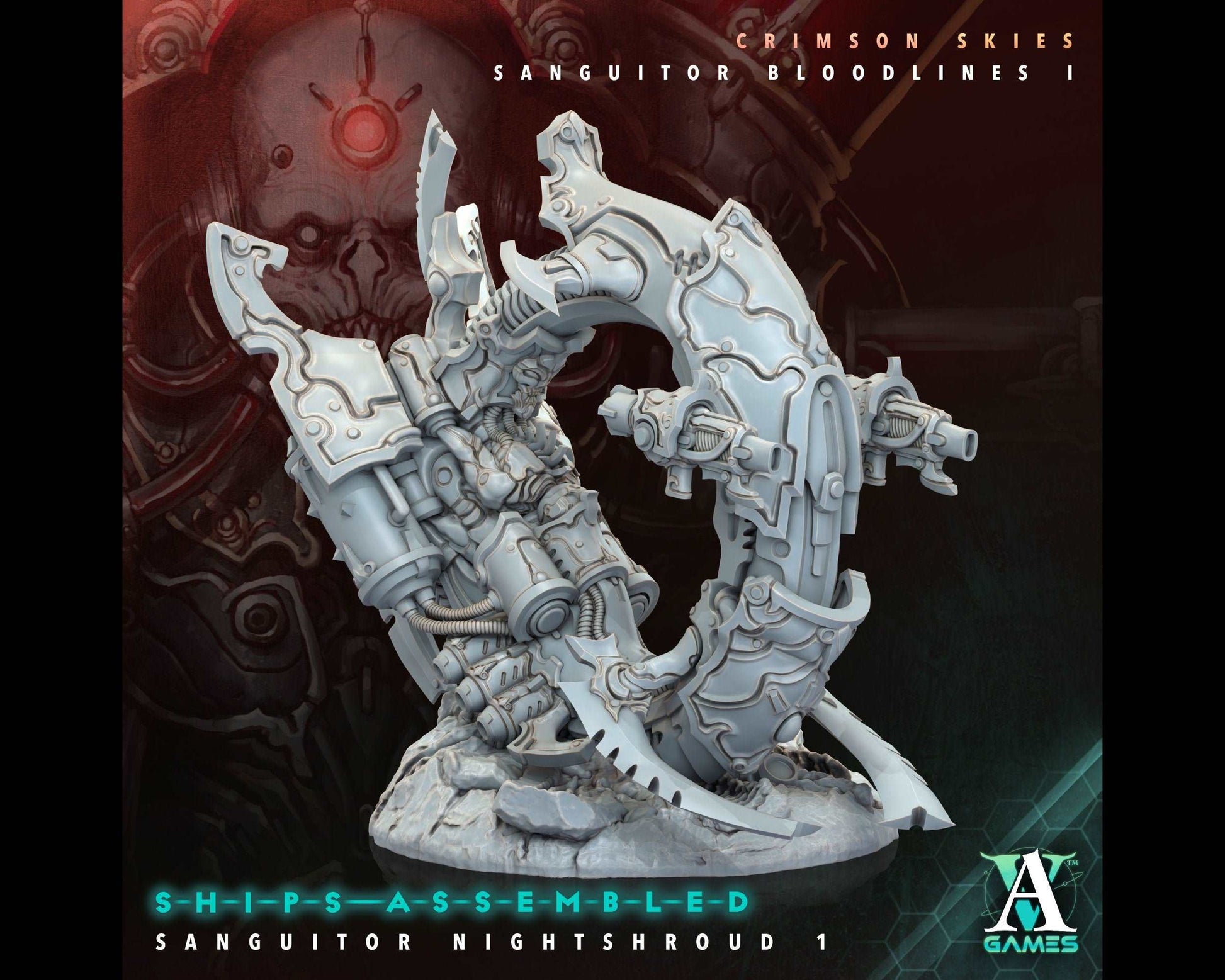 Sanguitor Nightshroud 1 - Crimson Skies - Highly Detailed Resin 8k 3D Printed Miniature