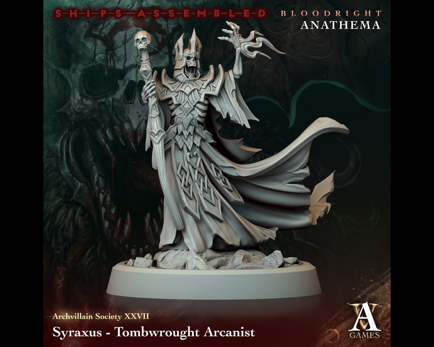 Syraxus, Tombwrought Arcanist - Bloodright Anathema - Highly Detailed Resin 8k 3D Printed Miniature