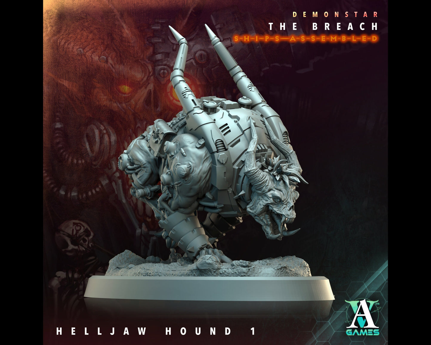 Helljaw Hound 1 - Demonstar: The Breach - Highly Detailed Resin 8k 3D Printed Miniature
