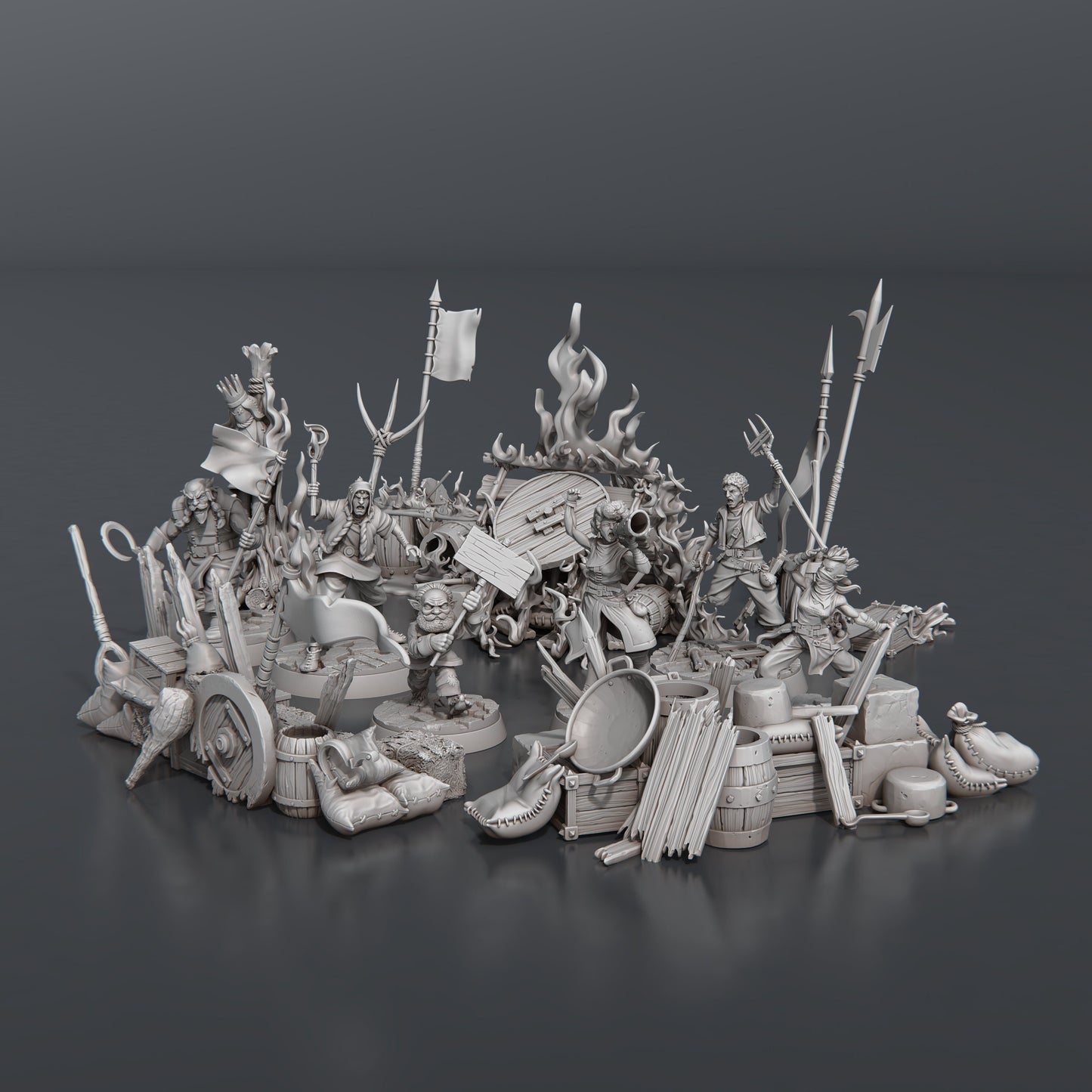Town Riot Set- Highly Detailed Resin 8k 3D Printed Miniature