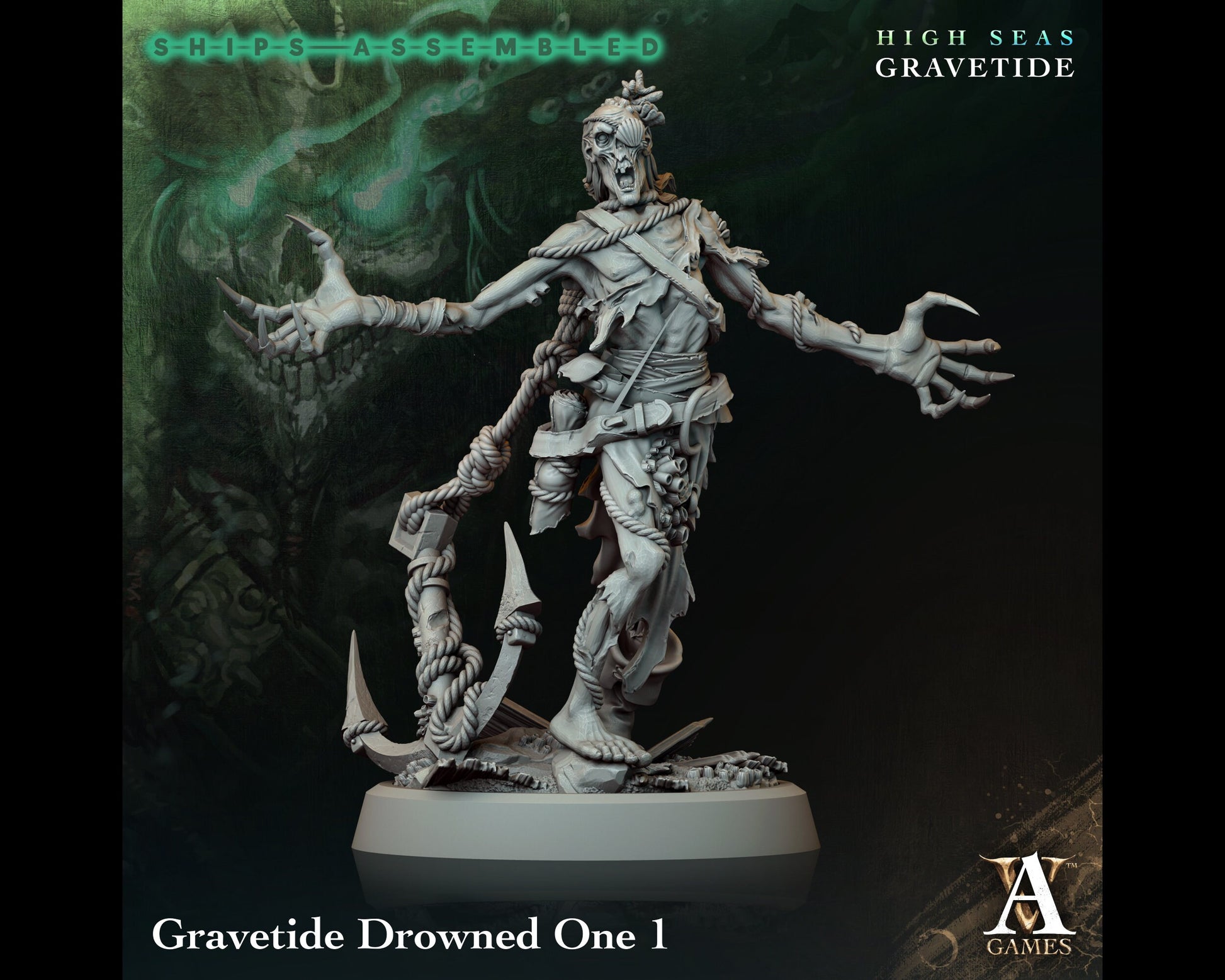 Drowned One 1 - High Seas: Gravetide- Highly Detailed Resin 8k 3D Printed Miniature