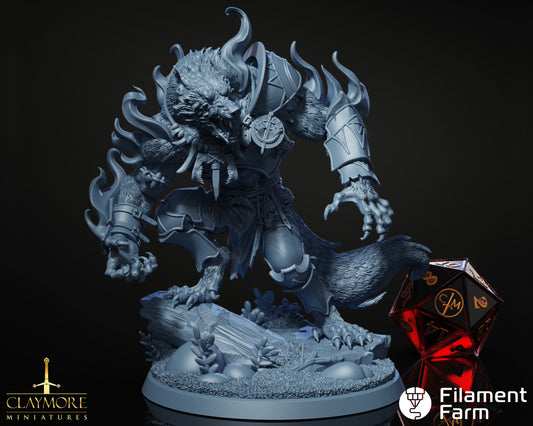 Werewolf Alpha - The Crimson Howling - Highly Detailed Resin 8k 3D Printed Miniature