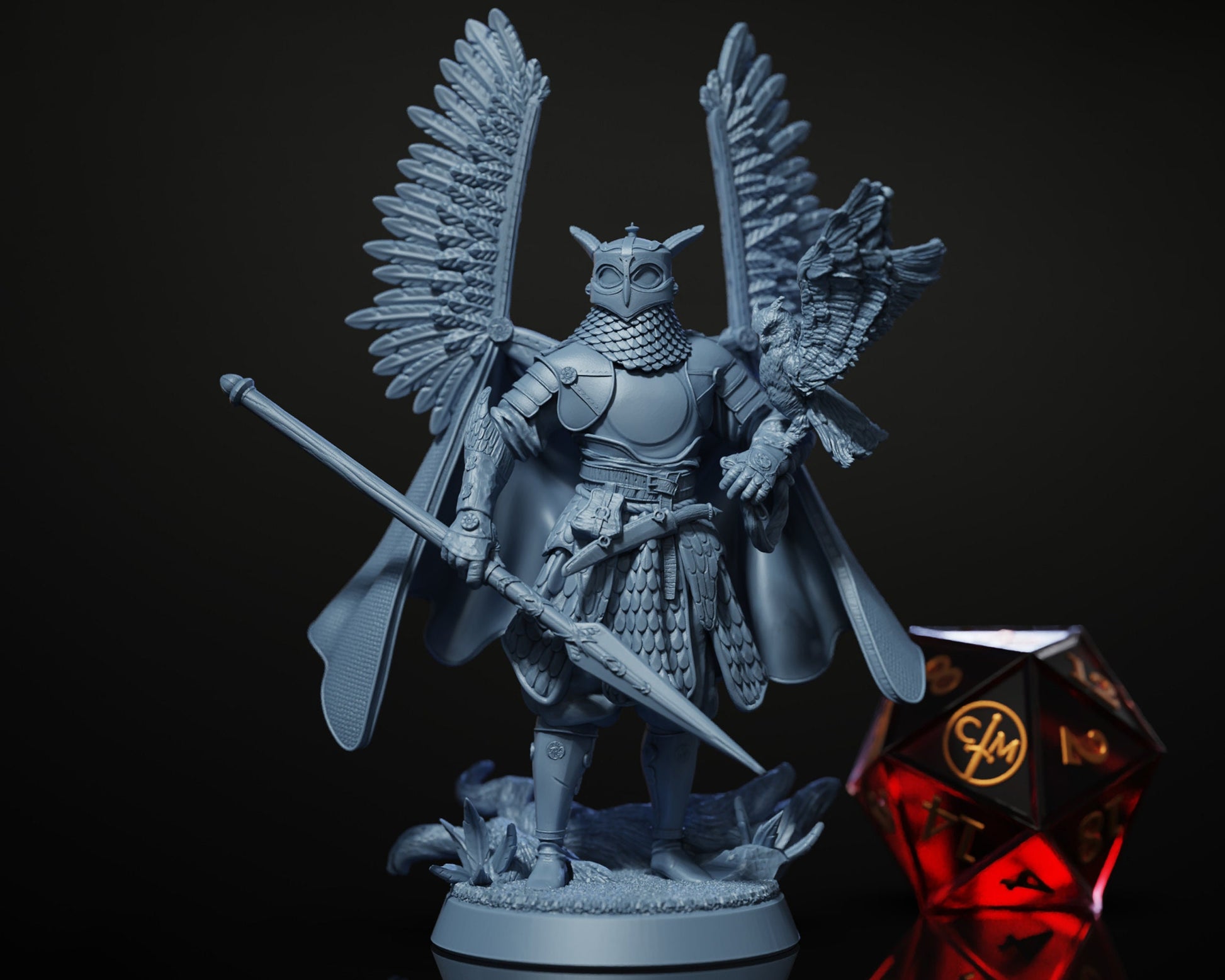Arnaghad, The Owl-Knight - Human Fighter/Paladin - It Comes From The Woods - Highly Detailed Resin 8k 3D Printed Miniature