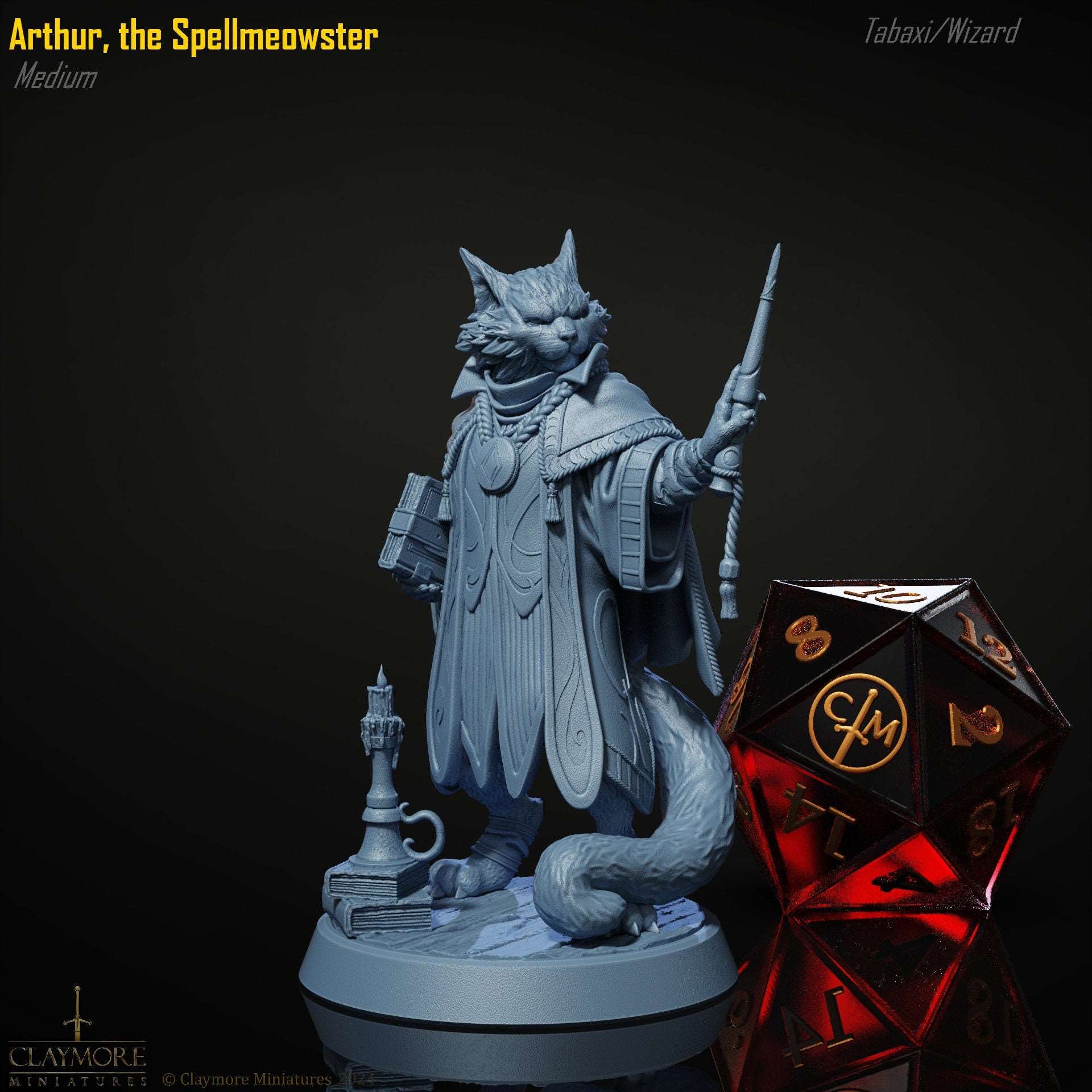 Arthur, The Spellmeowster - Tabaxi Wizard/Sorcerer - Heist at Dragon's Keep - Highly Detailed Resin 8k 3D Printed Miniature