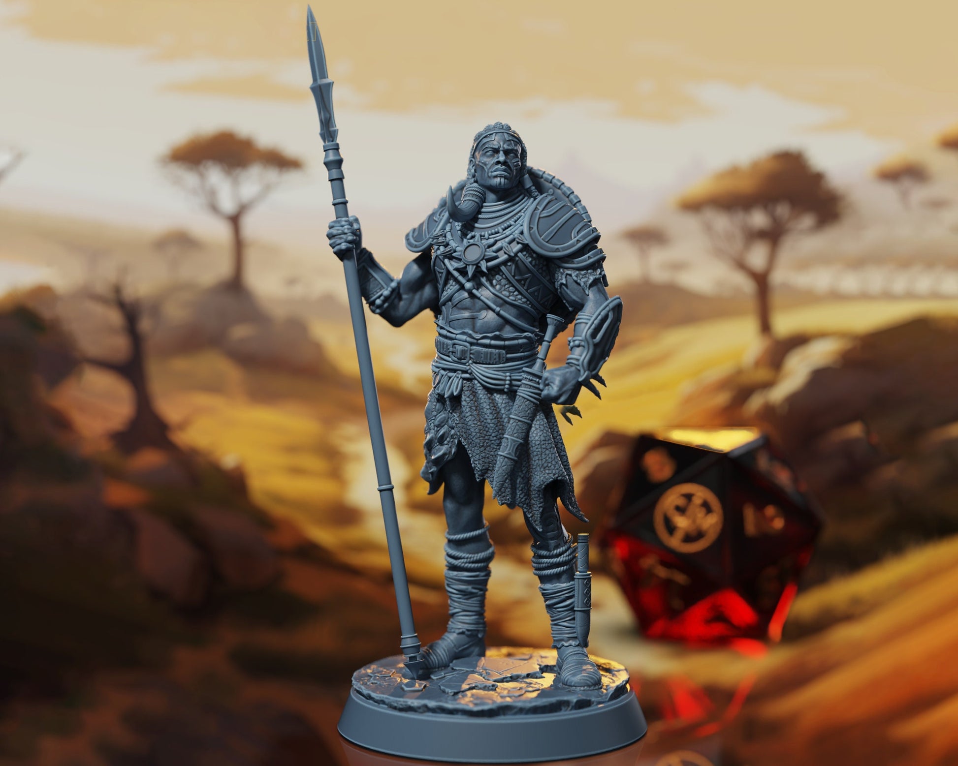 Kahari Lionheart - Human Fighter - Rise of the Sun Warriors - Highly Detailed Resin 8k 3D Printed Miniature