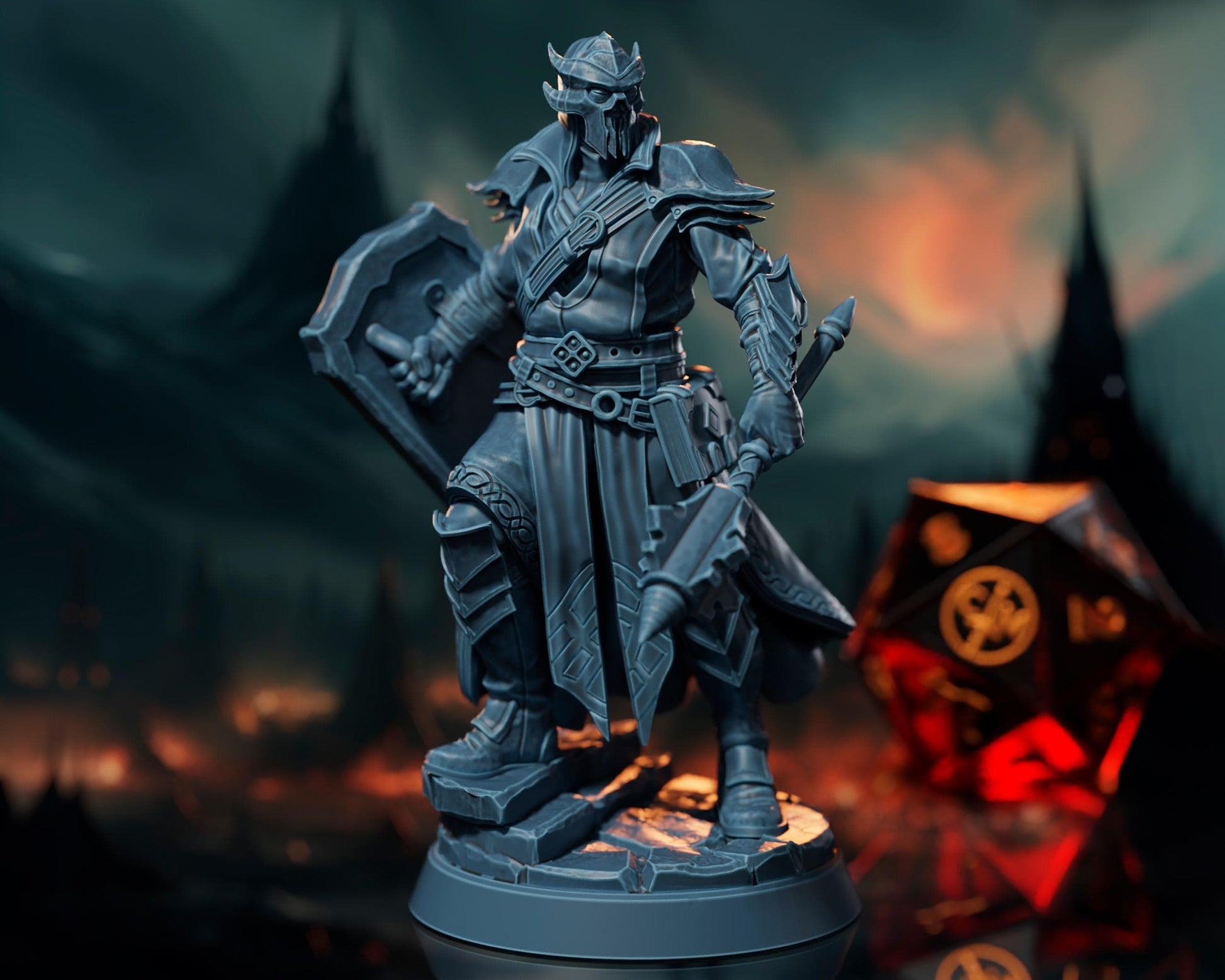 Valrath, The Restless - Human Cleric - Iron, Steel, and Blood! - Highly Detailed Resin 8k 3D Printed Miniature