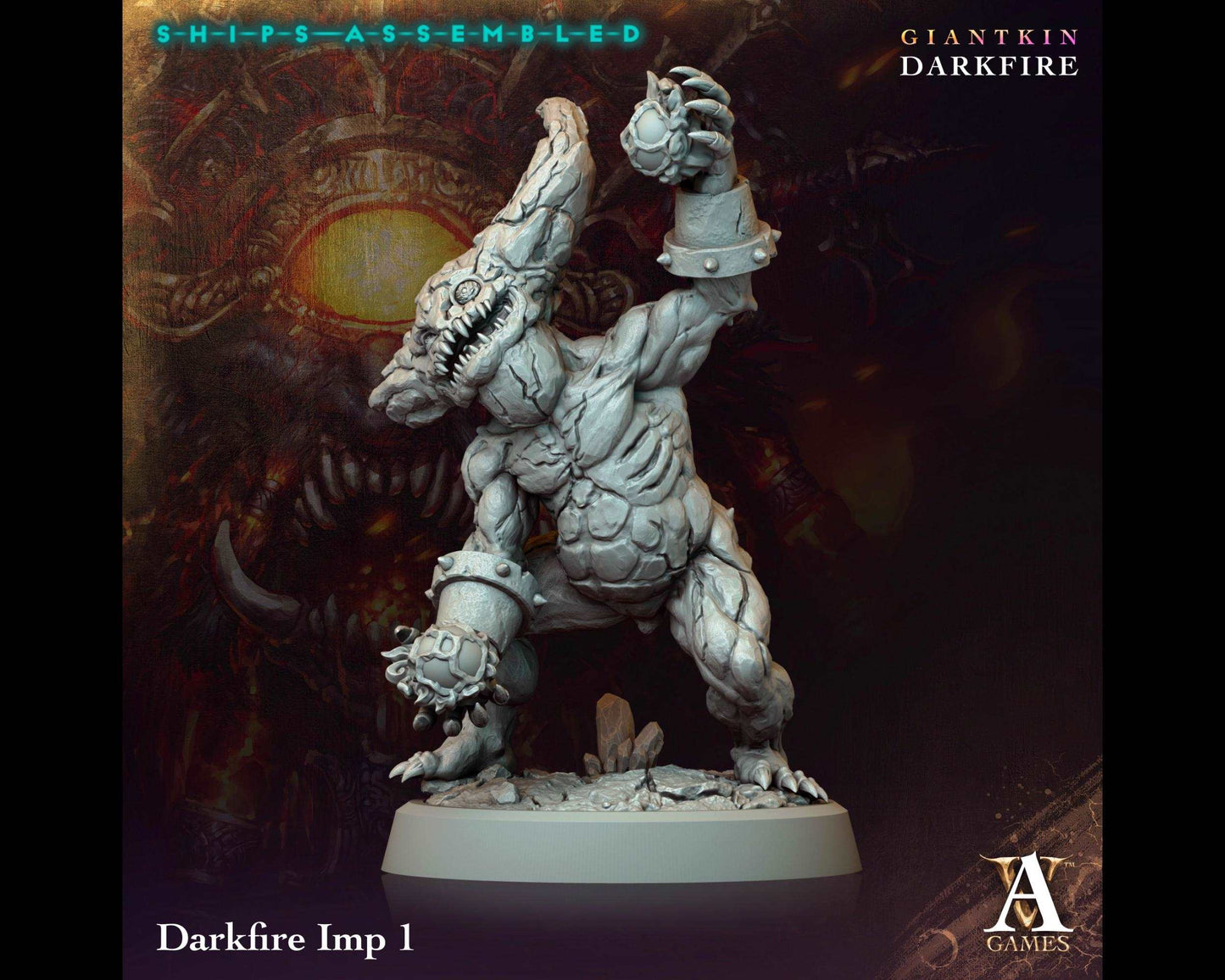 Darkfire Imp 1 - Giantkin, Darkfire - Highly Detailed Resin 8k 3D Printed Miniature