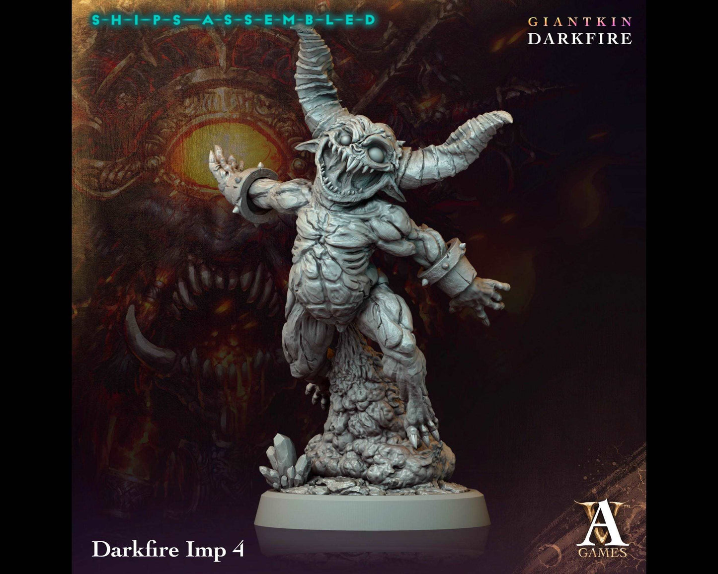 Darkfire Imp 4 - Giantkin, Darkfire - Highly Detailed Resin 8k 3D Printed Miniature