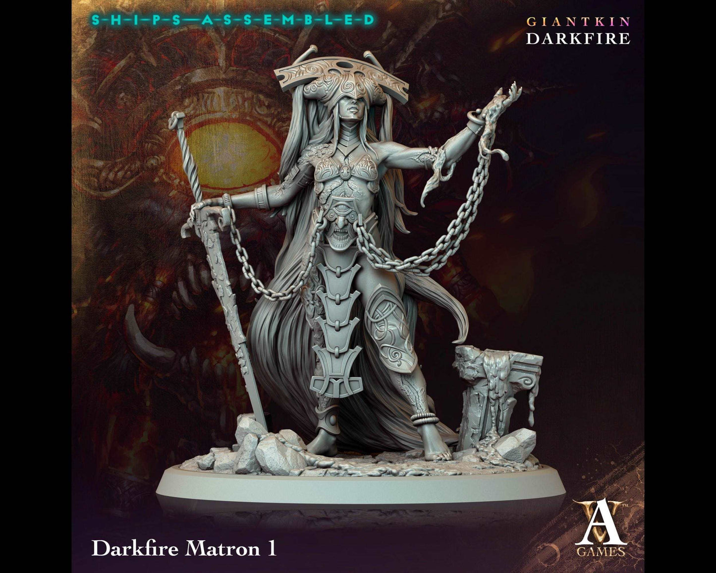 Darkfire Matron 1 - Giantkin, Darkfire - Highly Detailed Resin 8k 3D Printed Miniature