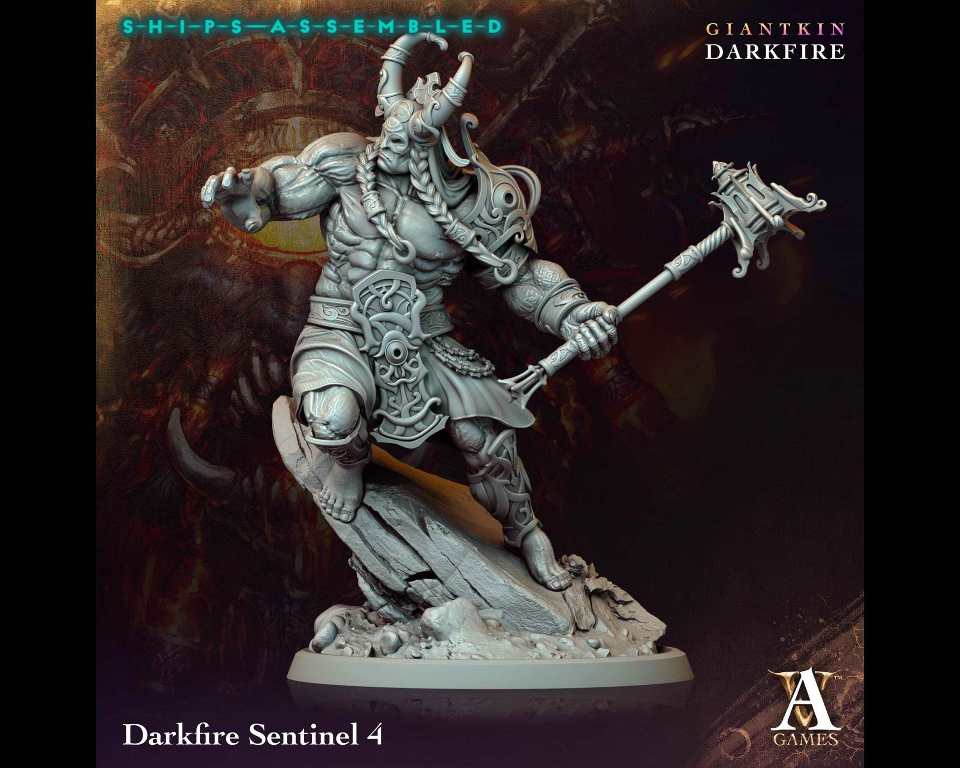 Darkfire Sentinel 4 - Giantkin, Darkfire - Highly Detailed Resin 8k 3D Printed Miniature