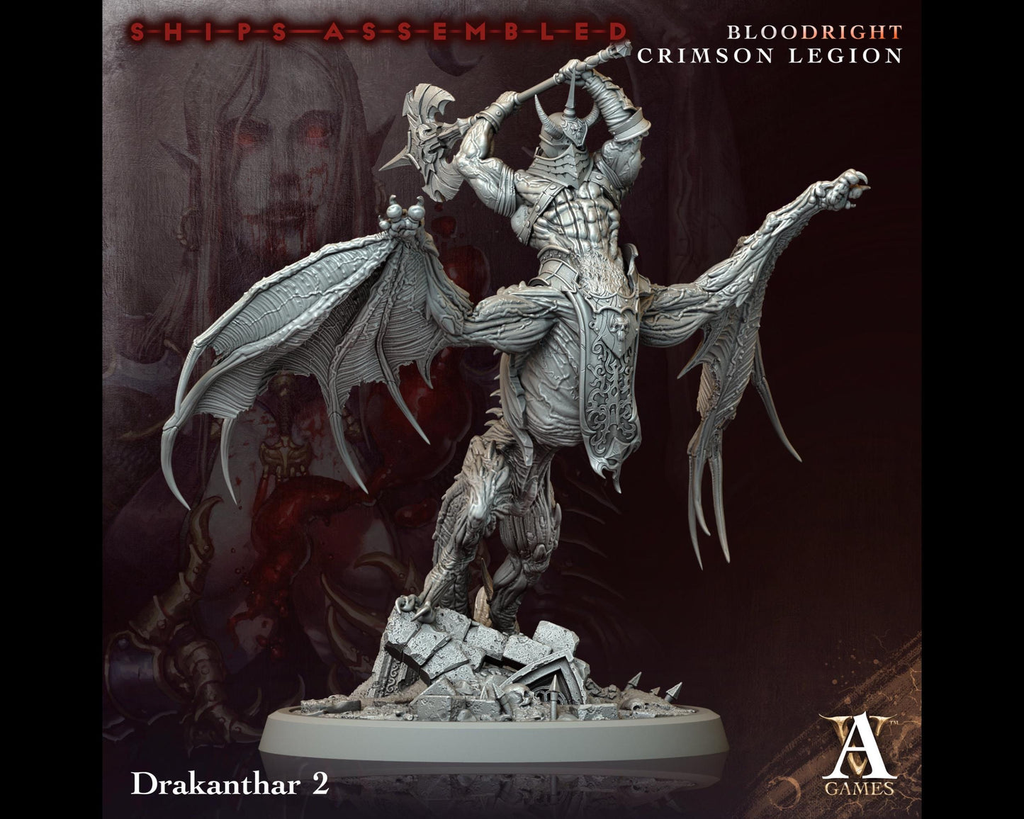 Drakanthar 2 - Bloodright Crimson Legion - Highly Detailed Resin 8k 3D Printed Miniature