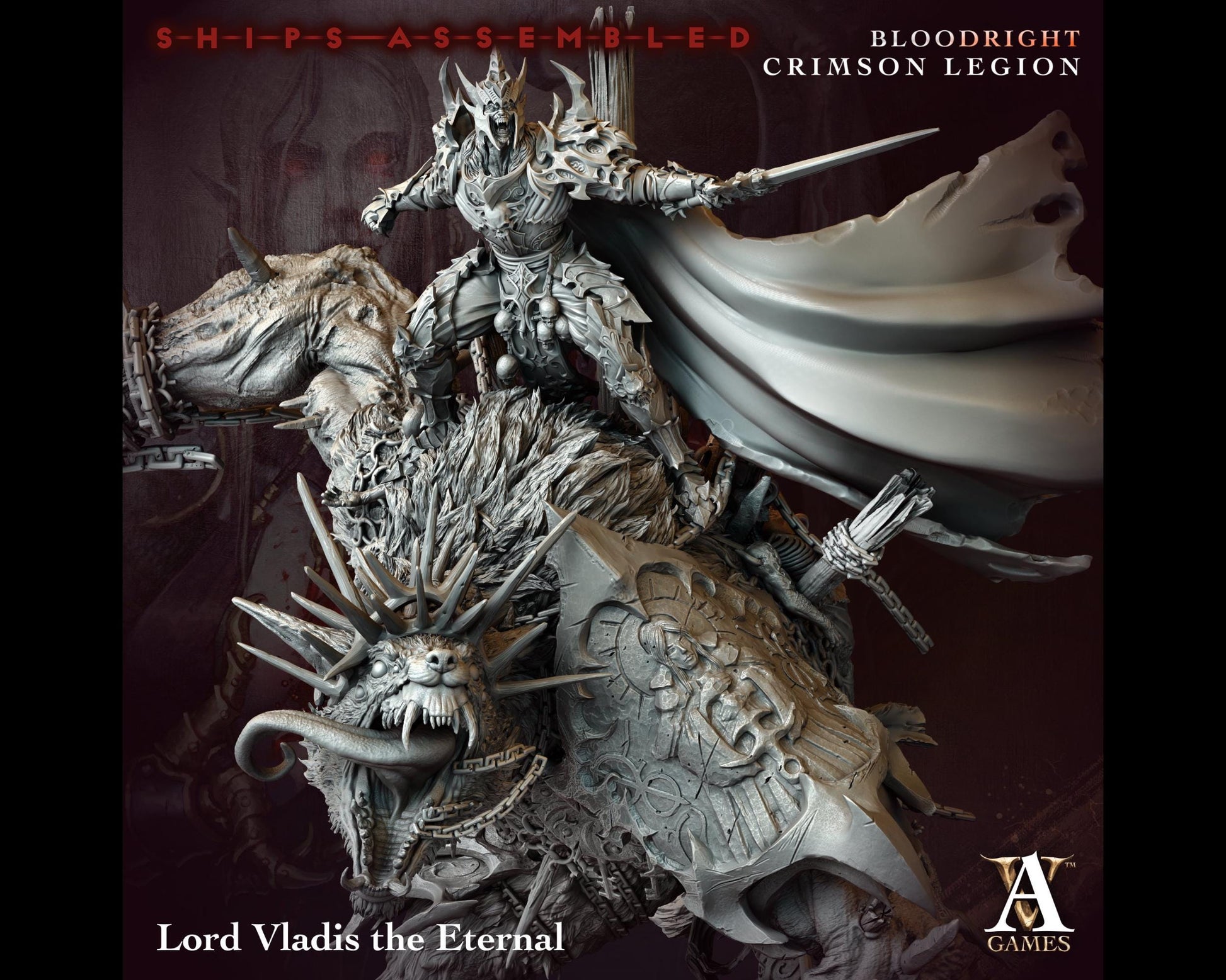 Lord Vladis, The Eternal - Bloodright Crimson Legion - Highly Detailed Resin 8k 3D Printed Miniature