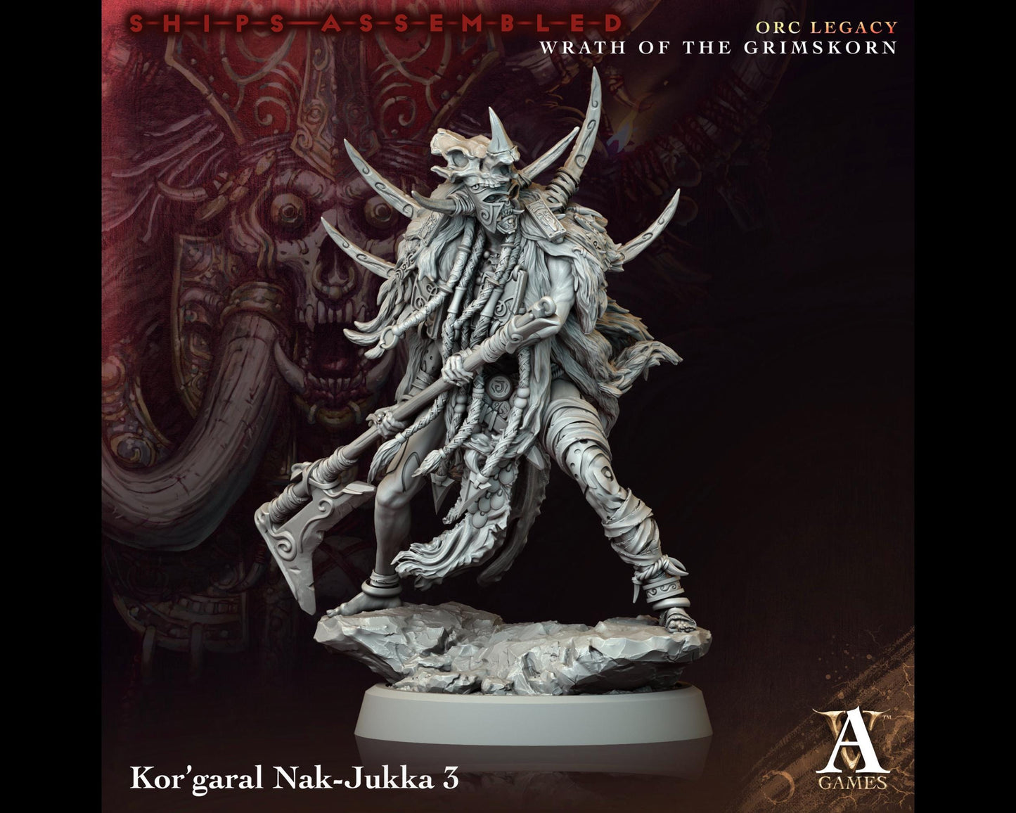 Kor'garal Nak-Jukka 3 - Wrath of the Grimskorn - Highly Detailed Resin 8k 3D Printed Miniature