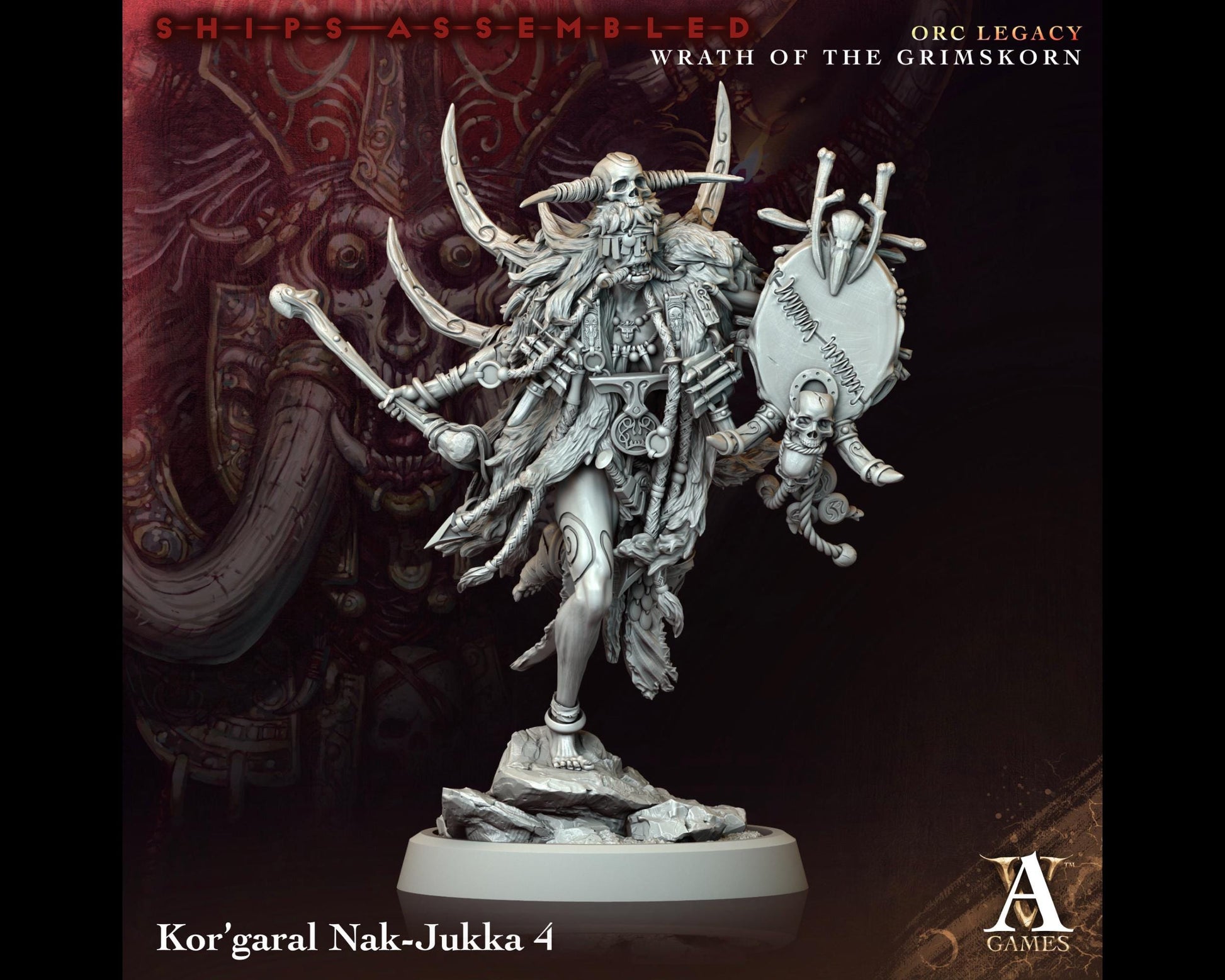 Kor'garal Nak-Jukka 4 - Wrath of the Grimskorn - Highly Detailed Resin 8k 3D Printed Miniature