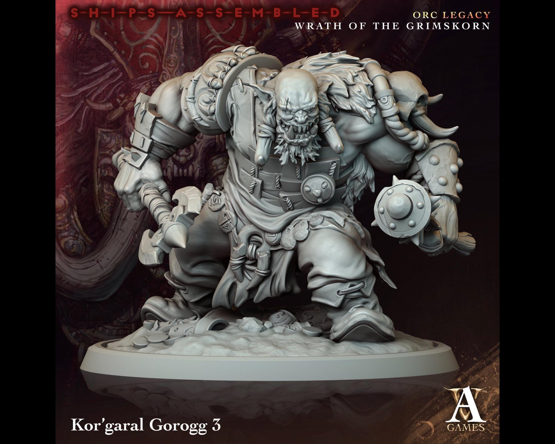 Kor'Garal Gorogg 3 - Wrath of the Grimskorn - Highly Detailed Resin 8k 3D Printed Miniature
