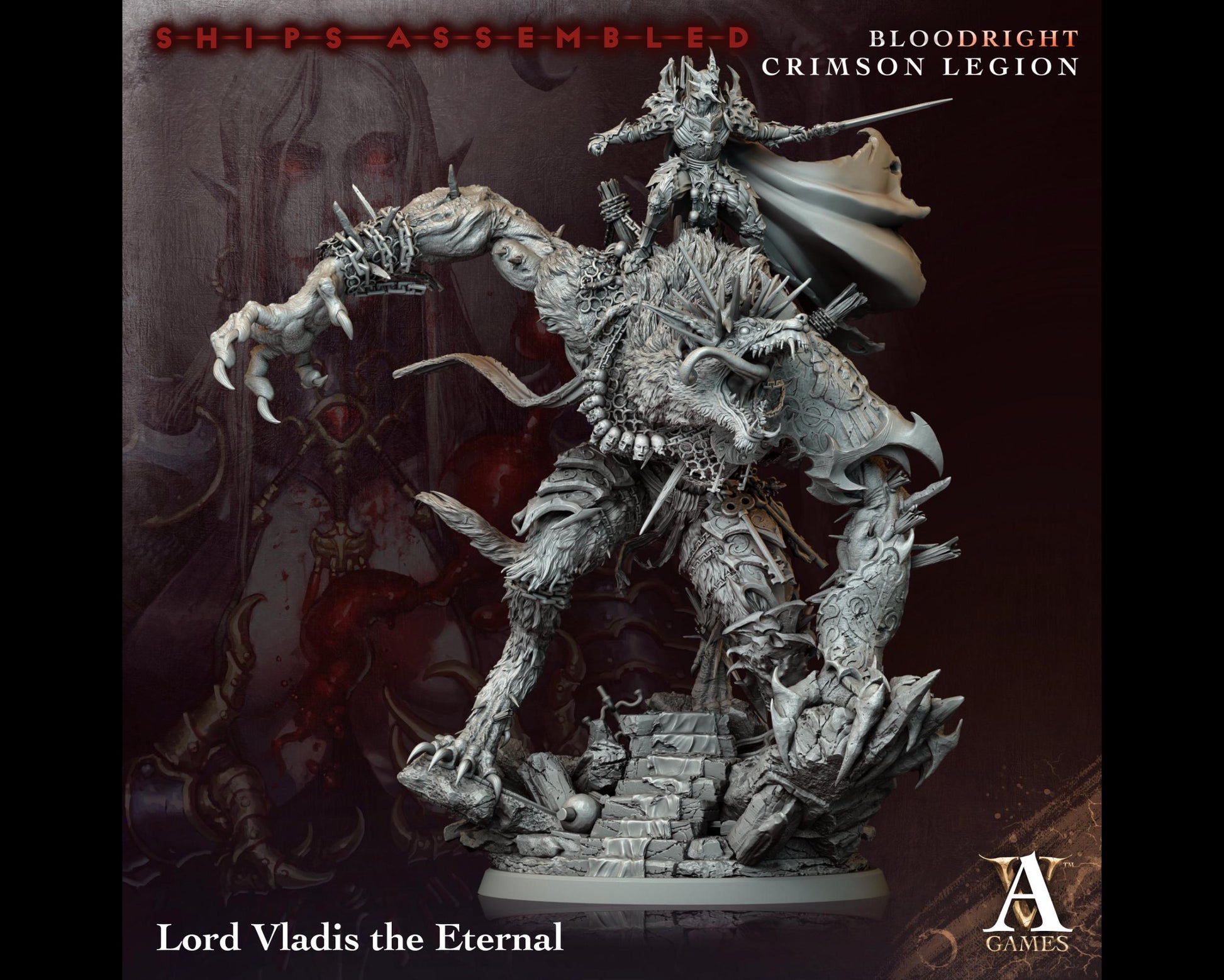 Lord Vladis, The Eternal - Bloodright Crimson Legion - Highly Detailed Resin 8k 3D Printed Miniature