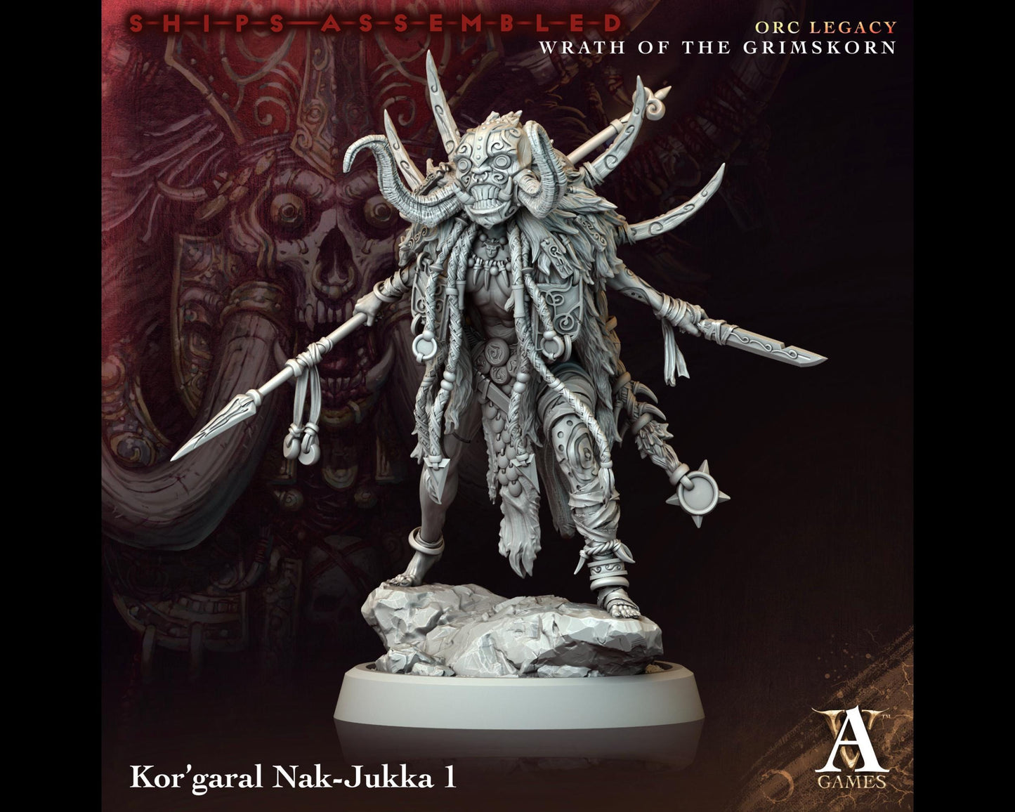 Kor'garal Nak-Jukka 1 - Wrath of the Grimskorn - Highly Detailed Resin 8k 3D Printed Miniature