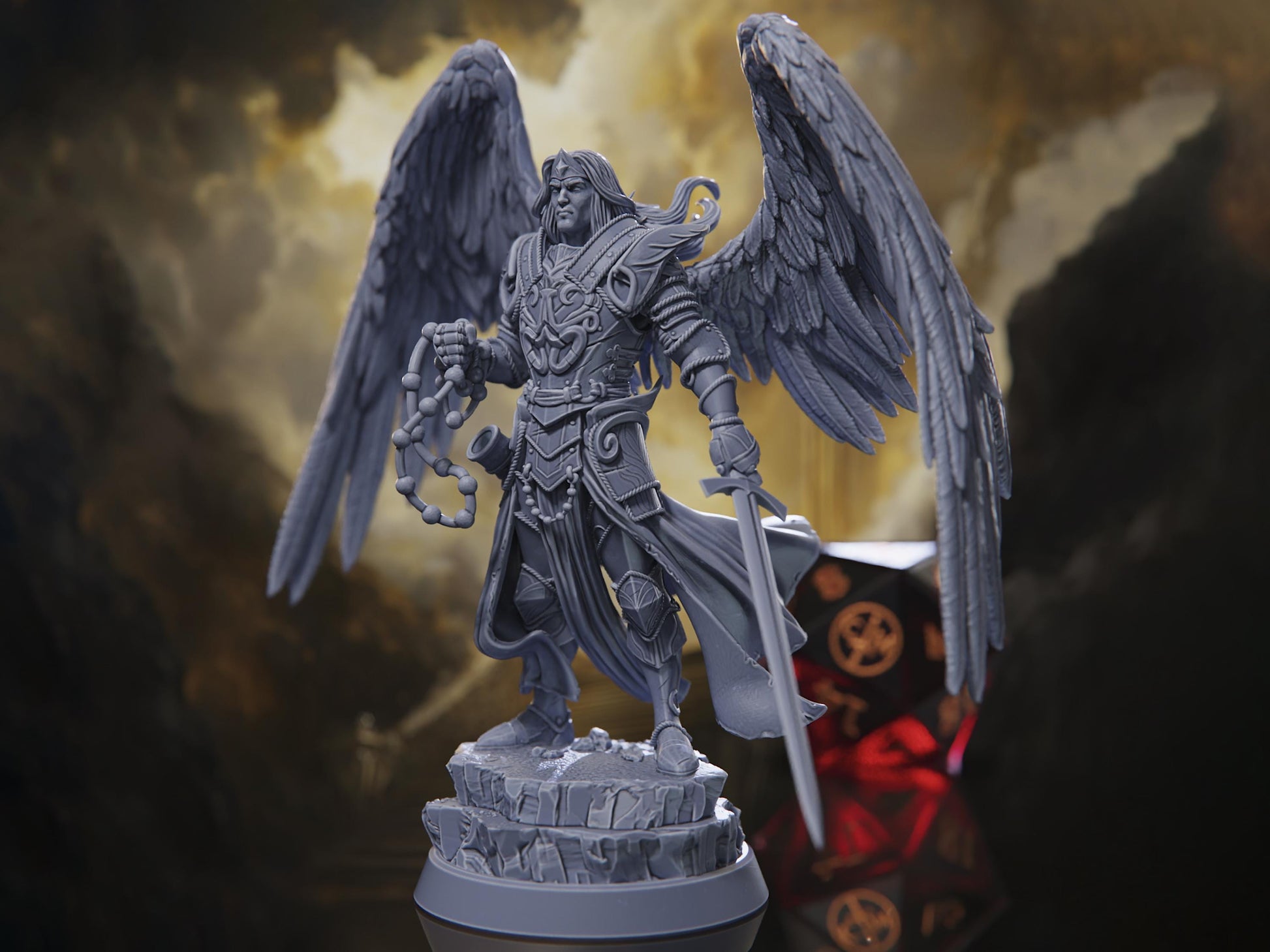 Aashim, Herald of Faith - Aasimar Paladin/Cleric/Fighter - Trial of Souls - Highly Detailed Resin 8k 3D Printed Miniature