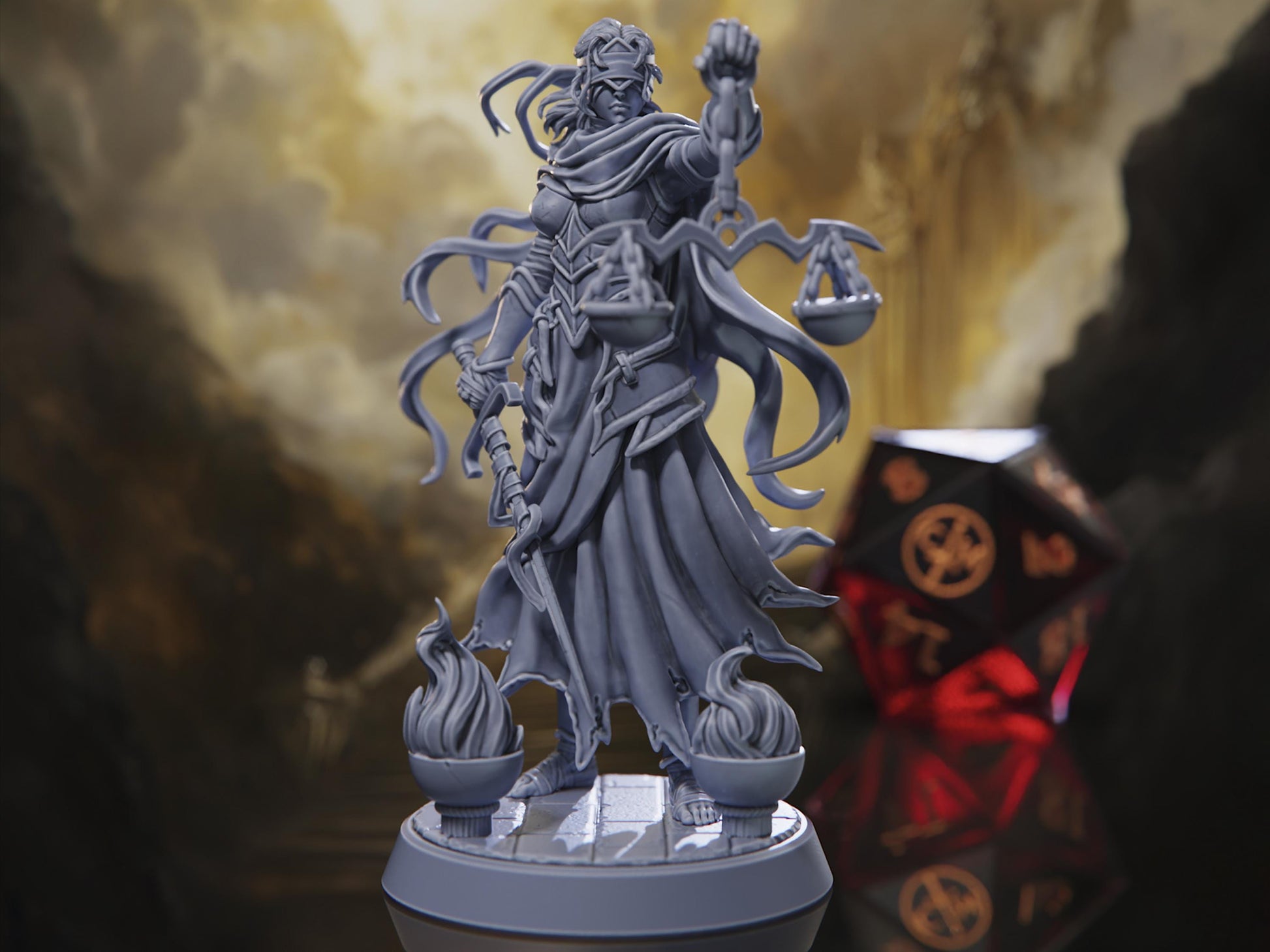 Lady Justice - Human Cleric/Paladin - Trial of Souls - Highly Detailed Resin 8k 3D Printed Miniature