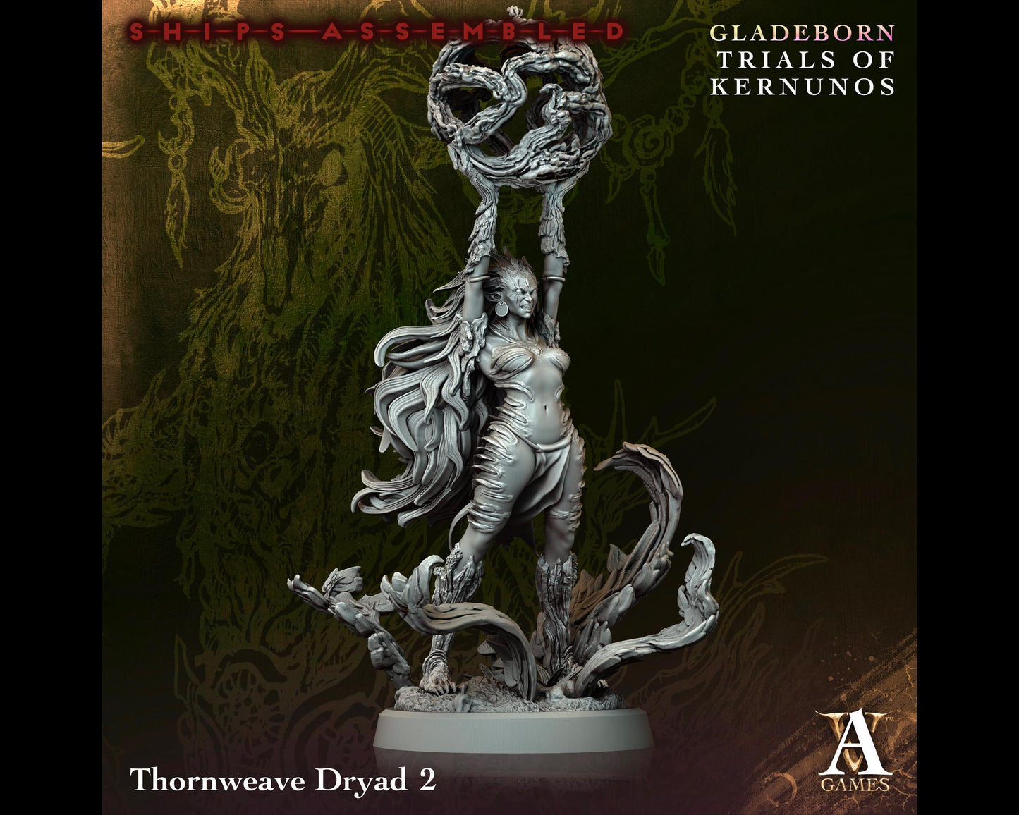 Thornweave Dryad 2 - Trials of Kernunos - Highly Detailed Resin 8k 3D Printed Miniature