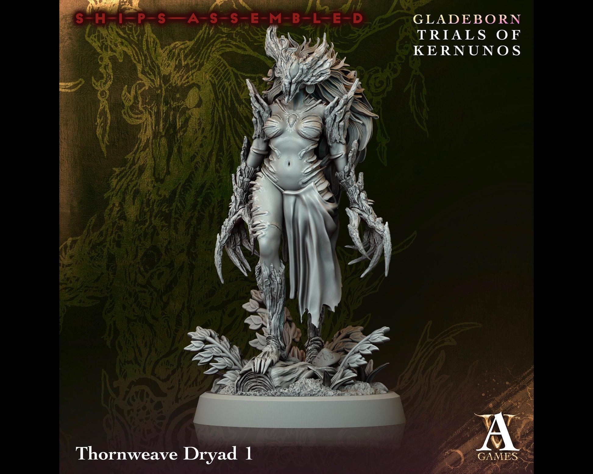 Thornweave Dryad 1 - Trials of Kernunos - Highly Detailed Resin 8k 3D Printed Miniature