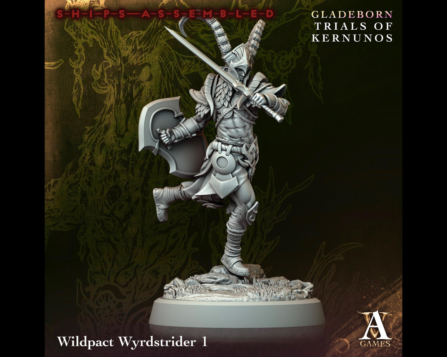 Wildpact Wyrdstrider 1 - Trials of Kernunos - Highly Detailed Resin 8k 3D Printed Miniature