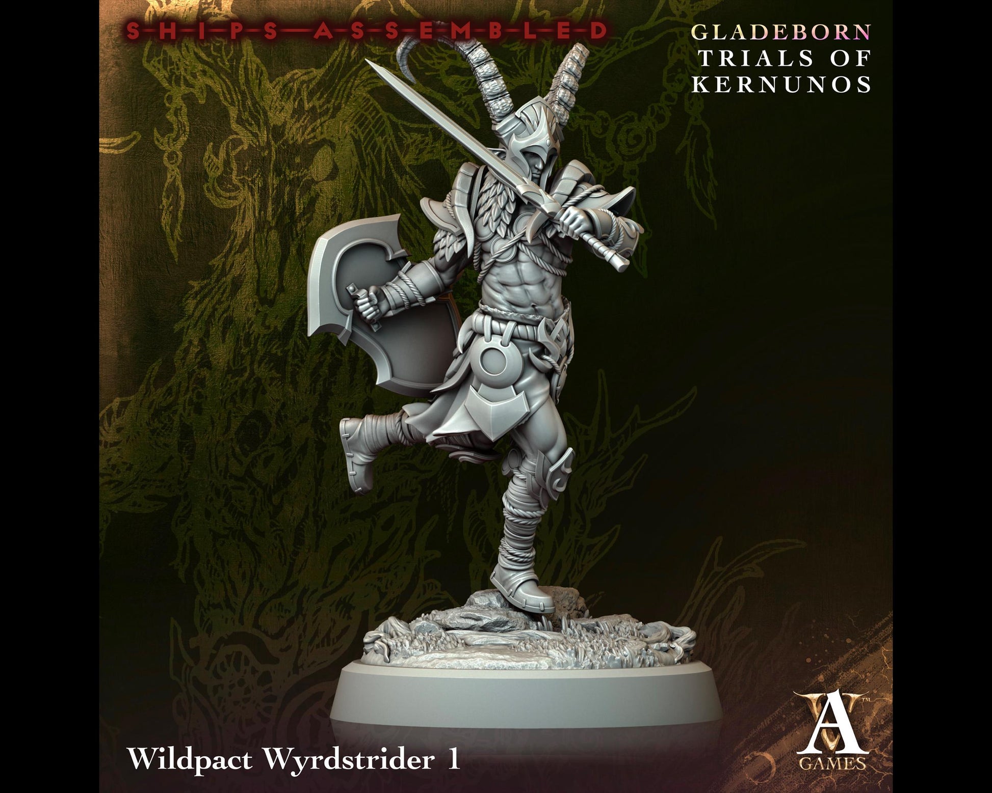 Wildpact Wyrdstrider 1 - Trials of Kernunos - Highly Detailed Resin 8k 3D Printed Miniature
