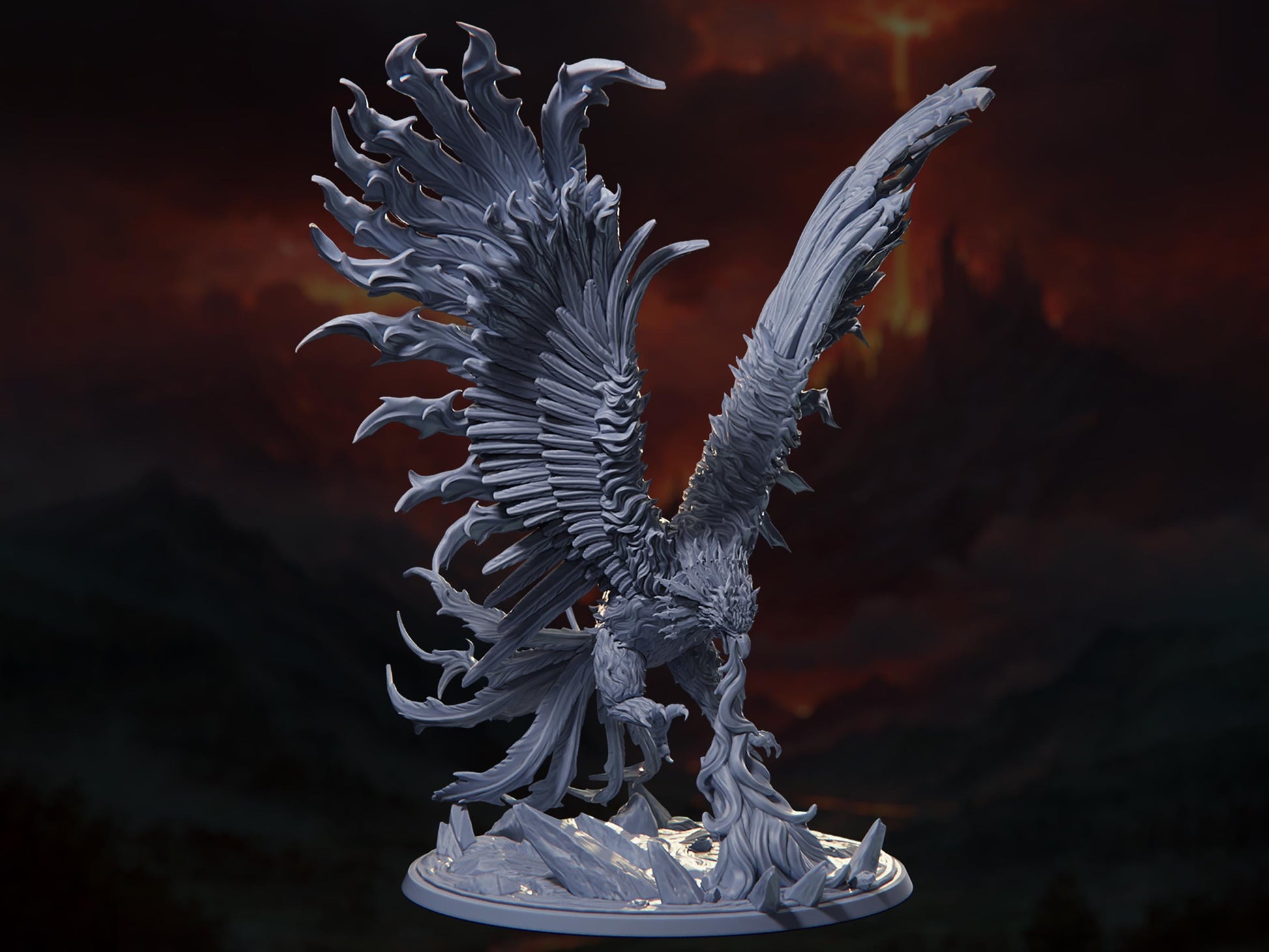 Phoenix - The Conflagration - Highly Detailed Resin 8k 3D Printed Miniature