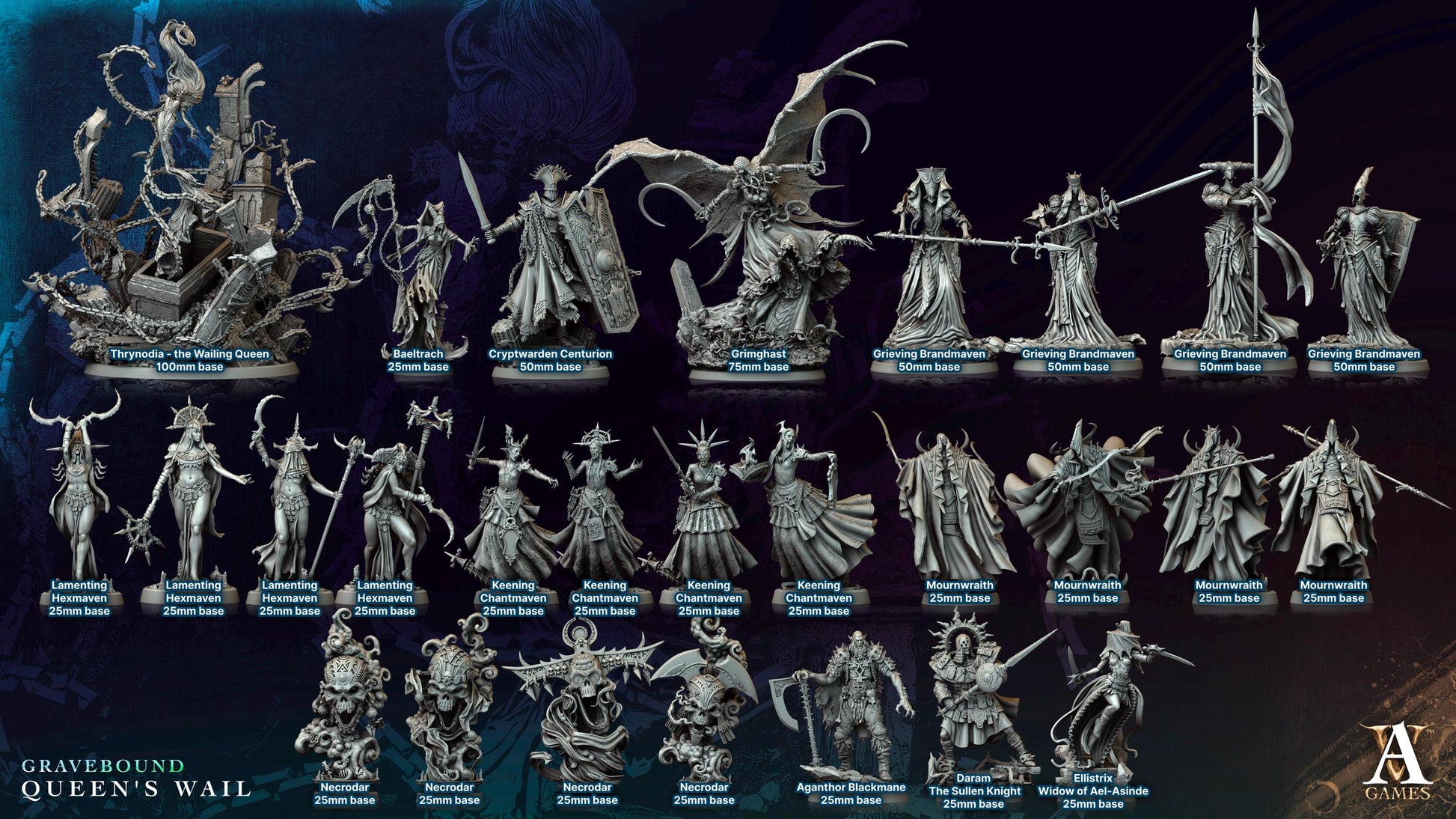 Grieving Brandmaven 1 - Gravebound: Queen's Wail - Highly Detailed Resin 8k 3D Printed Miniature