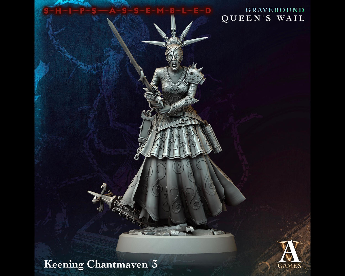 Keening Chantmaven 3 - Gravebound: Queen's Wail - Highly Detailed Resin 8k 3D Printed Miniature