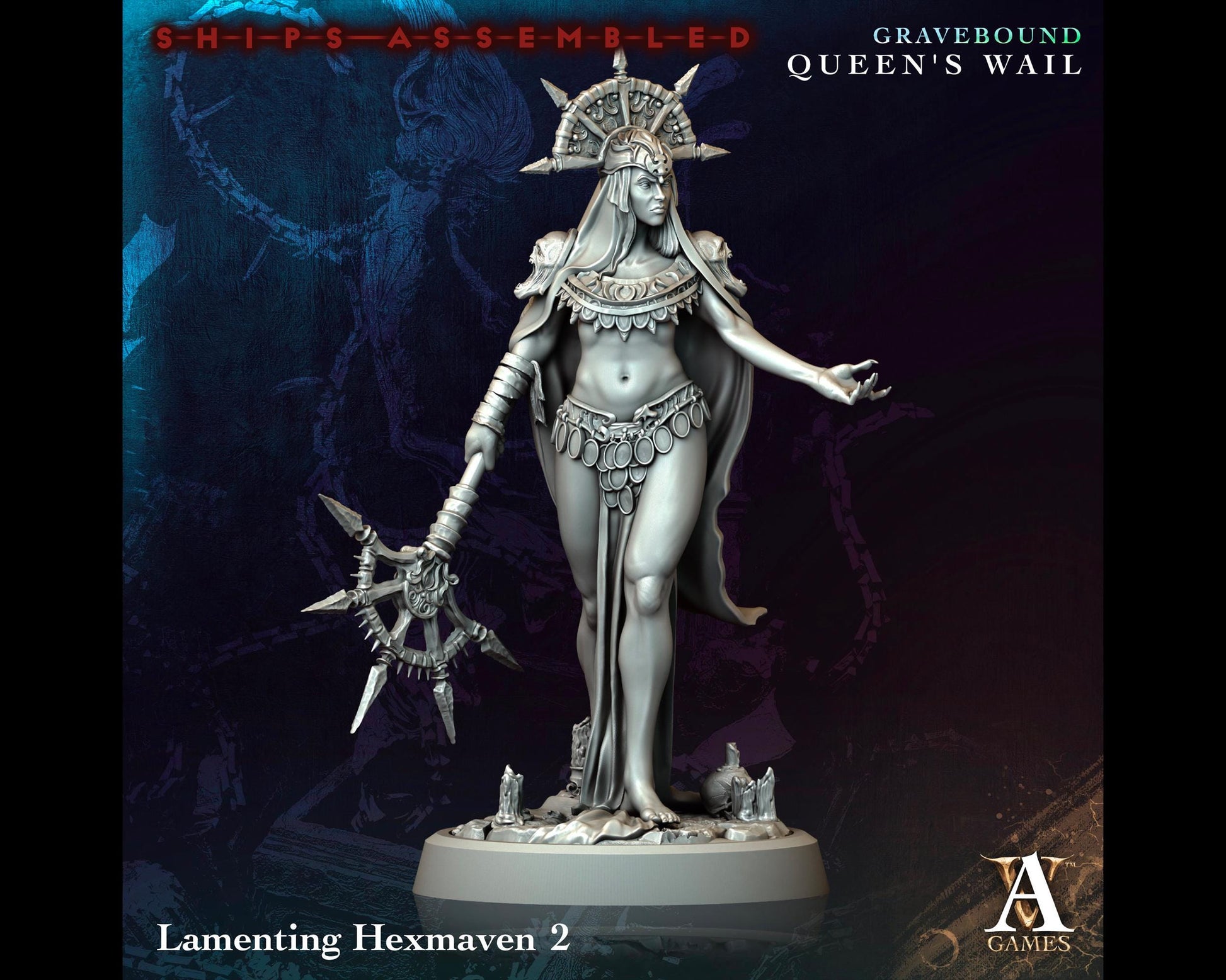 Lamenting Hexmaven 2 - Gravebound: Queen's Wail - Highly Detailed Resin 8k 3D Printed Miniature