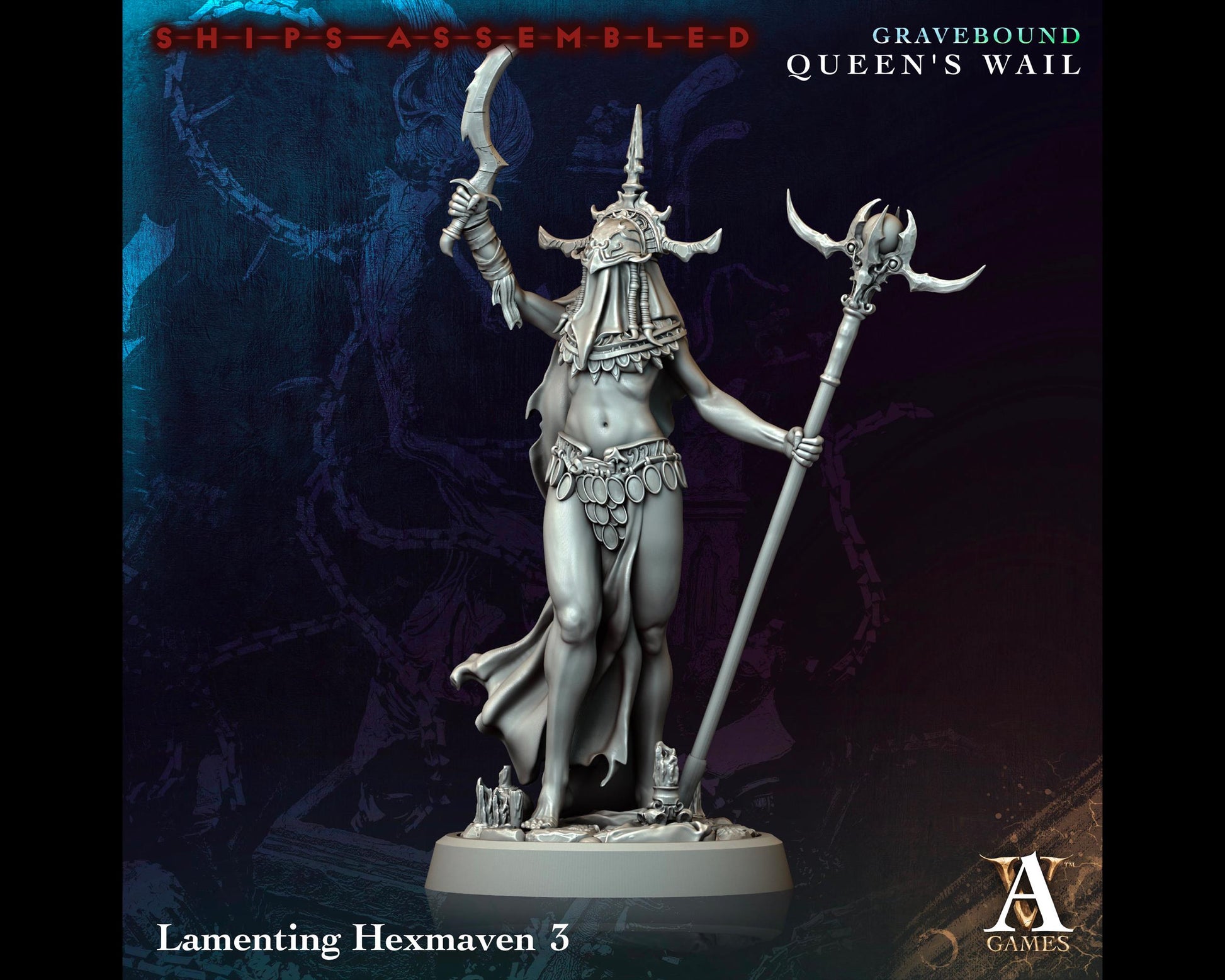 Lamenting Hexmaven 3 - Gravebound: Queen's Wail - Highly Detailed Resin 8k 3D Printed Miniature