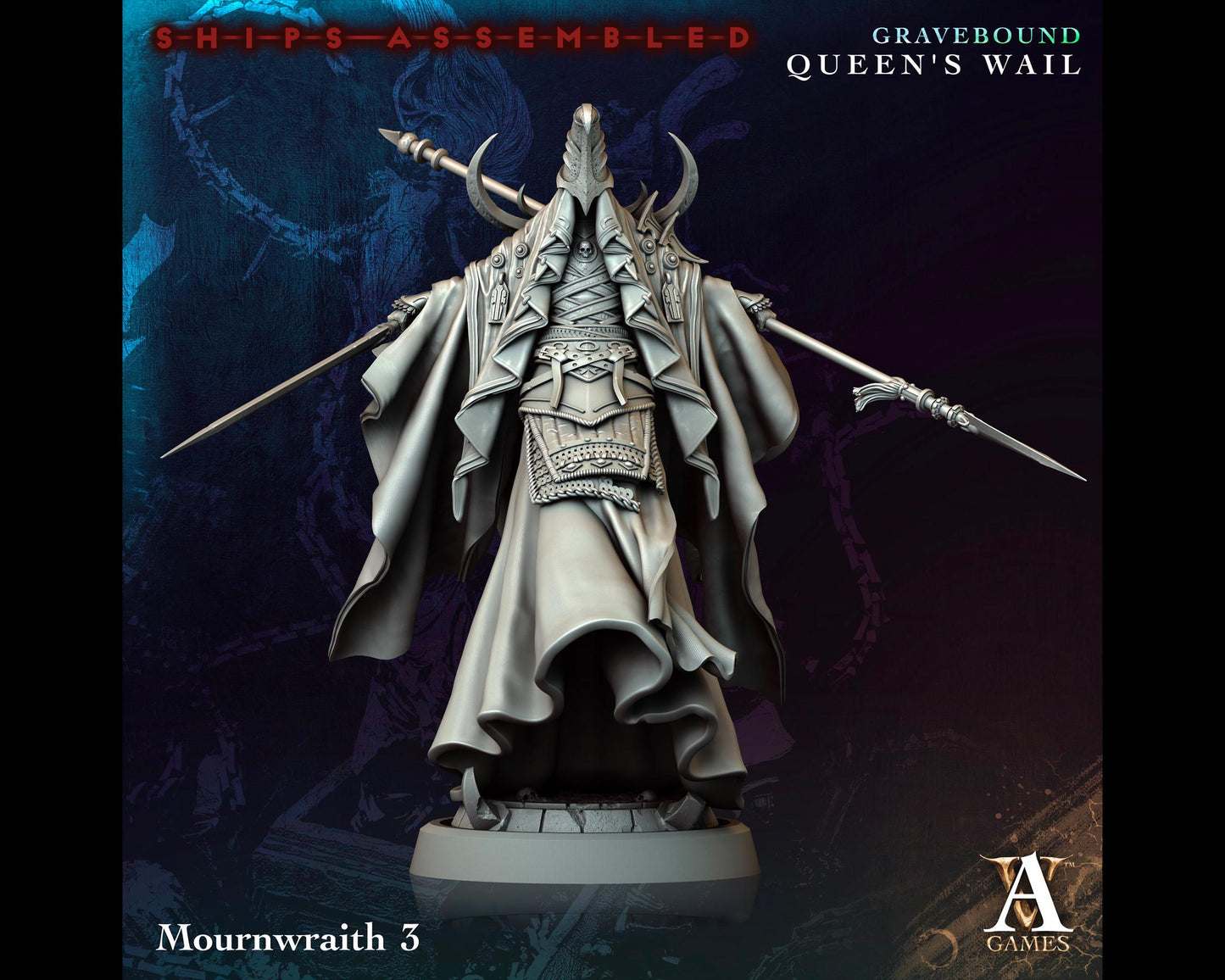 Mournwraith 3 - Gravebound: Queen's Wail - Highly Detailed Resin 8k 3D Printed Miniature